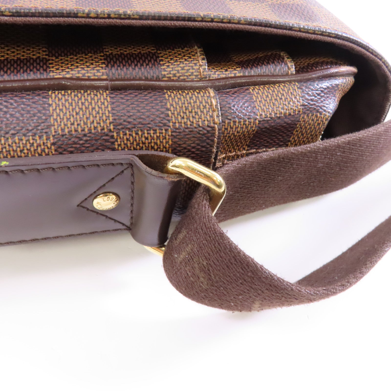 LOUIS VUITTON Damier Shelton GM金扣肩背袋棕色