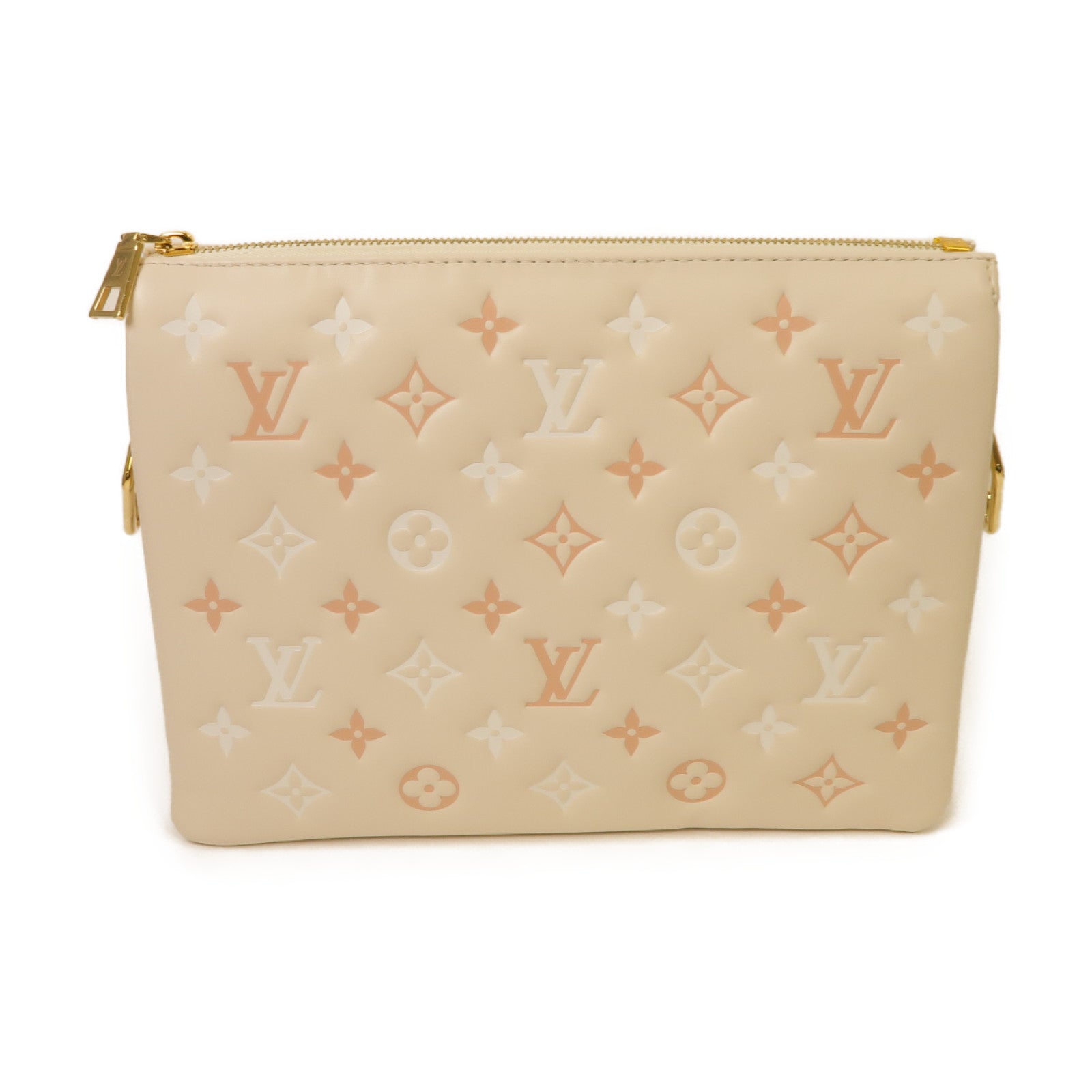 LOUIS VUITTON Monogram Coussin PM金扣手挽肩背兩用袋米色粉紅色