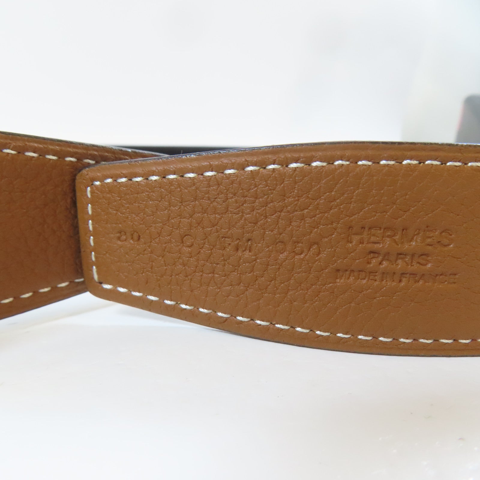 HERMES 皮革Belt金扣皮帶啡色/黑色80cm