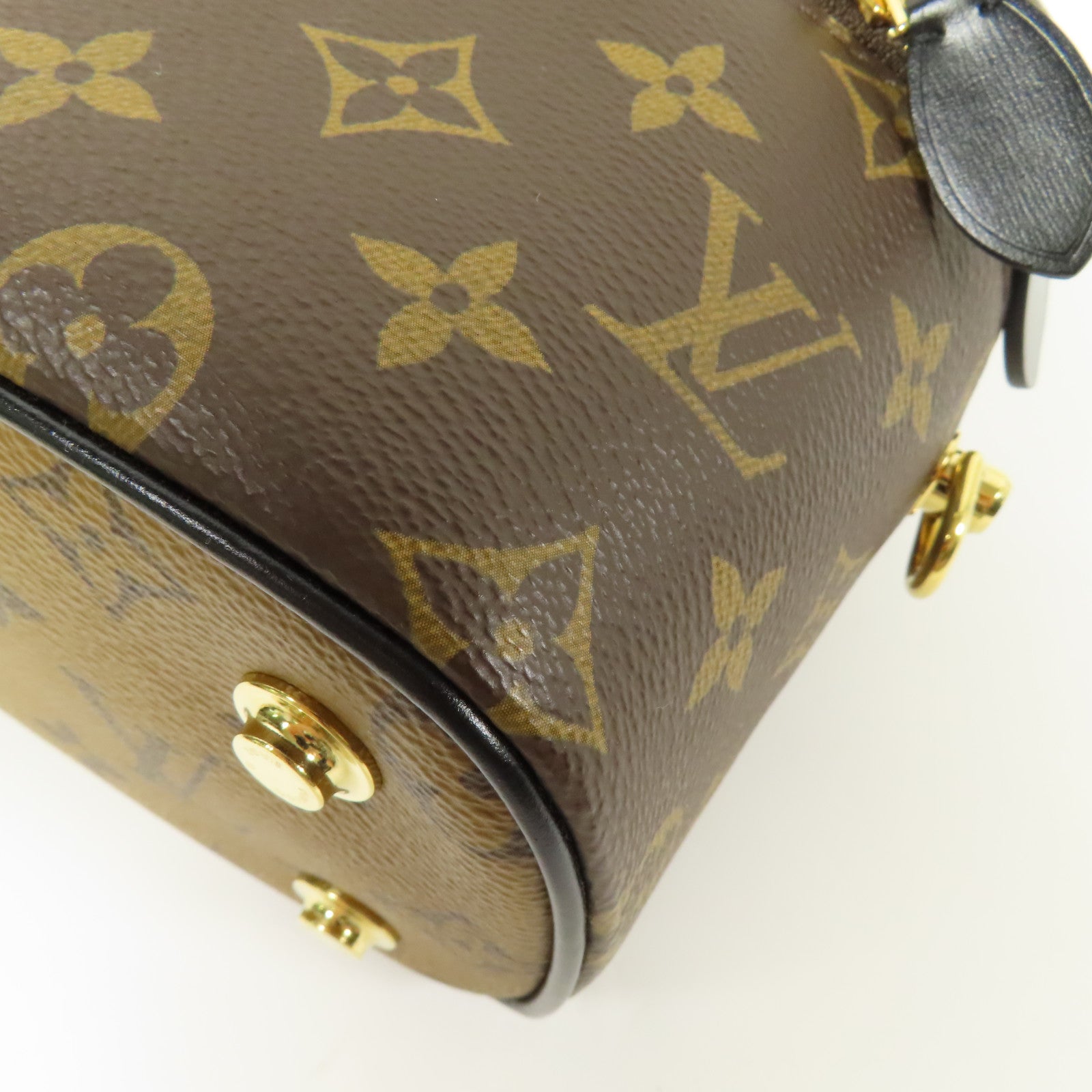LOUIS VUITTON Monogram Reverse Vanity PM金扣手挽肩背兩用袋棕色
