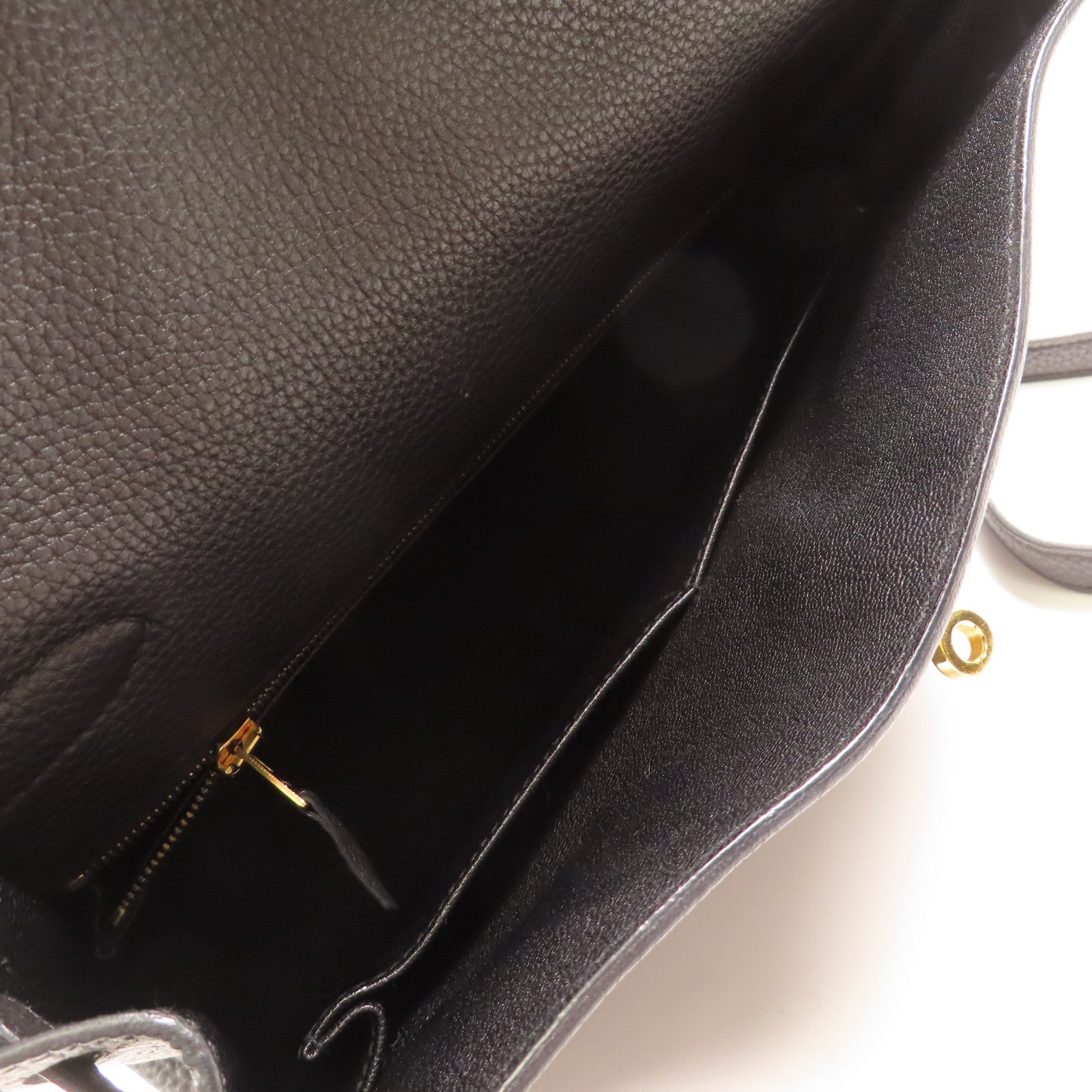 HERMES Togo皮革Kelly 28金扣手挽肩背兩用袋89 Noir