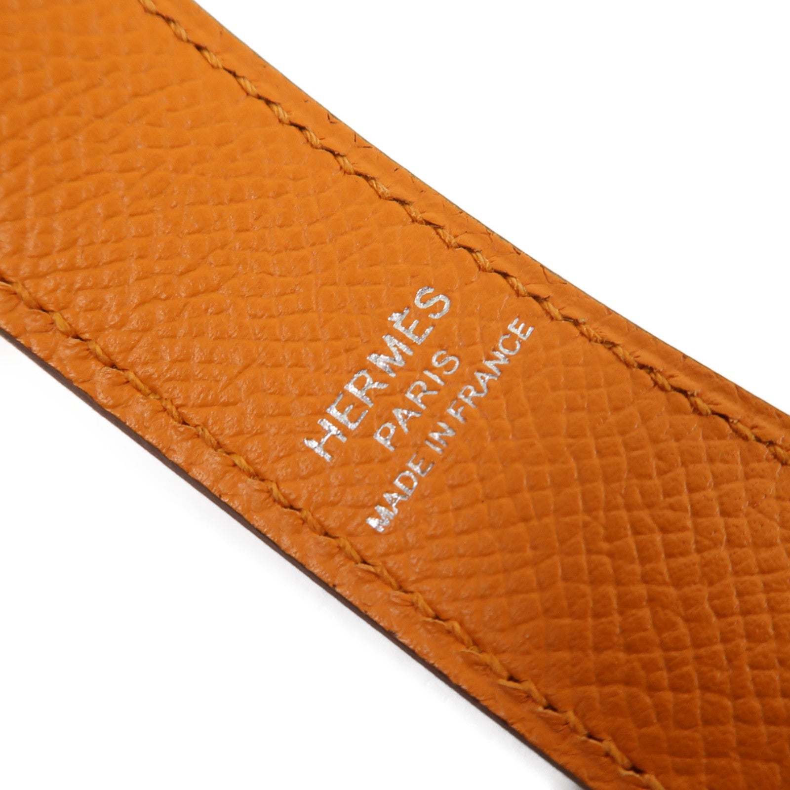 HERMES 【激減優惠】Epsom皮革Strap銀扣肩背帶橙色
