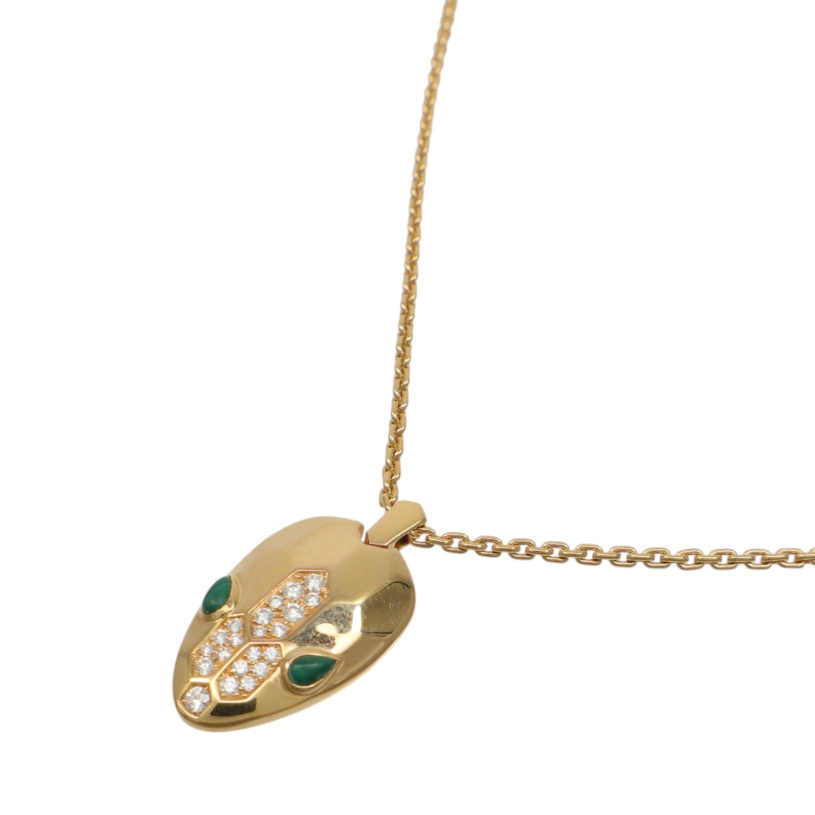 BVLGARI 18K玫瑰金Serpenti Seduttori Necklace孔雀石/鑽石項鍊