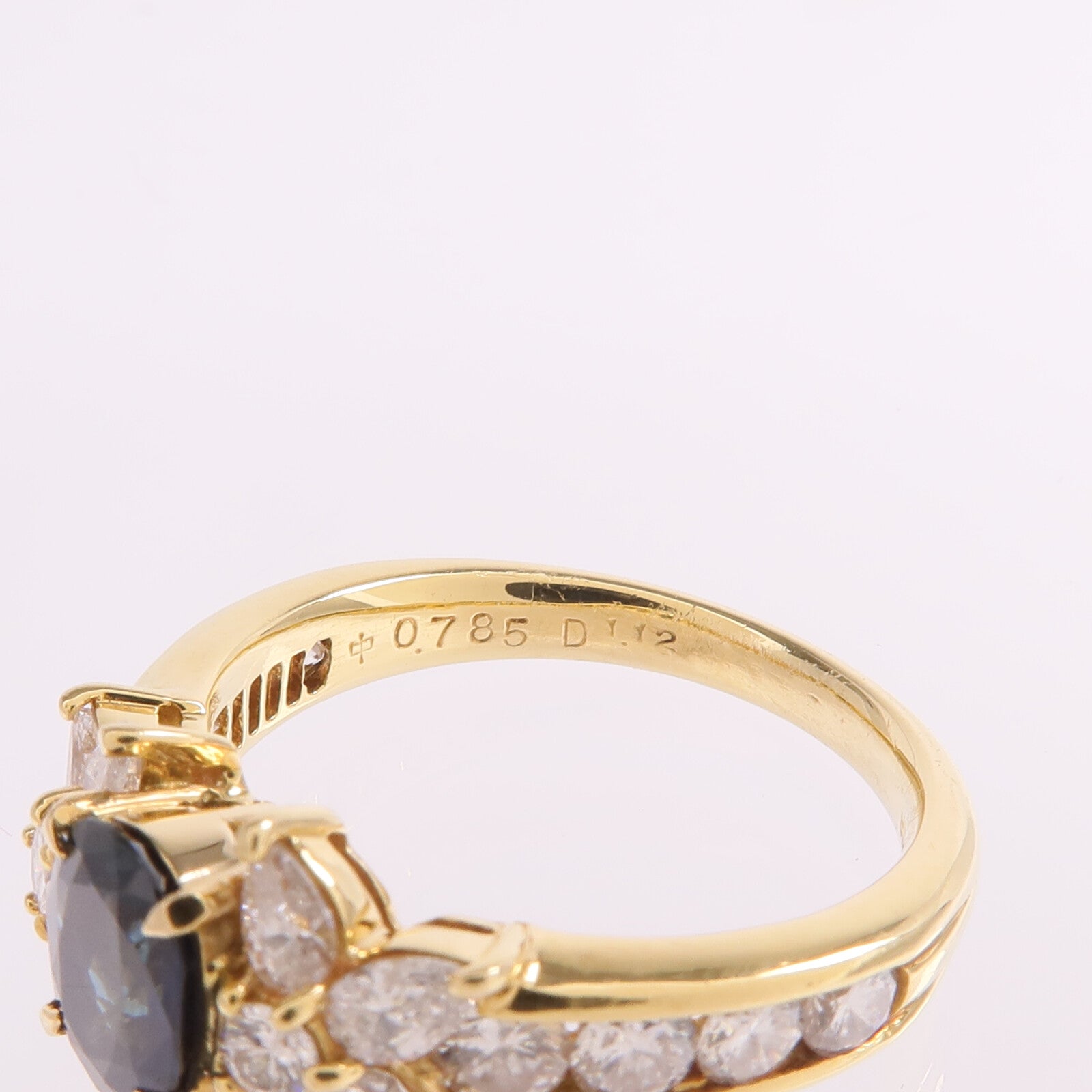 JEWELRY 【激減優惠】18K黃金Sapphire Diamond Ring藍寶石/鑽石戒指US#6.25