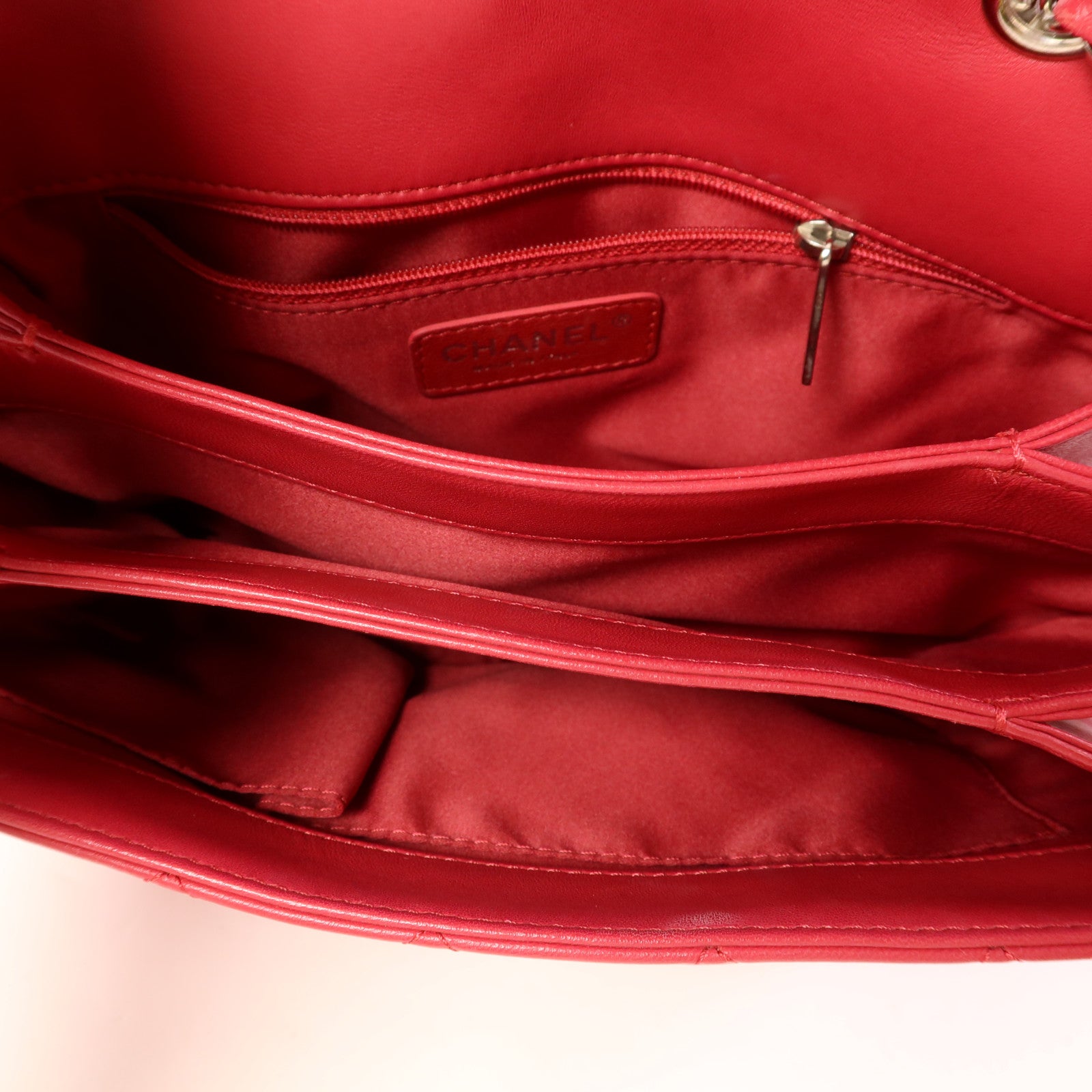 CHANEL 羊皮皮革Chain Shoulder Bag銀扣鏈帶肩背袋