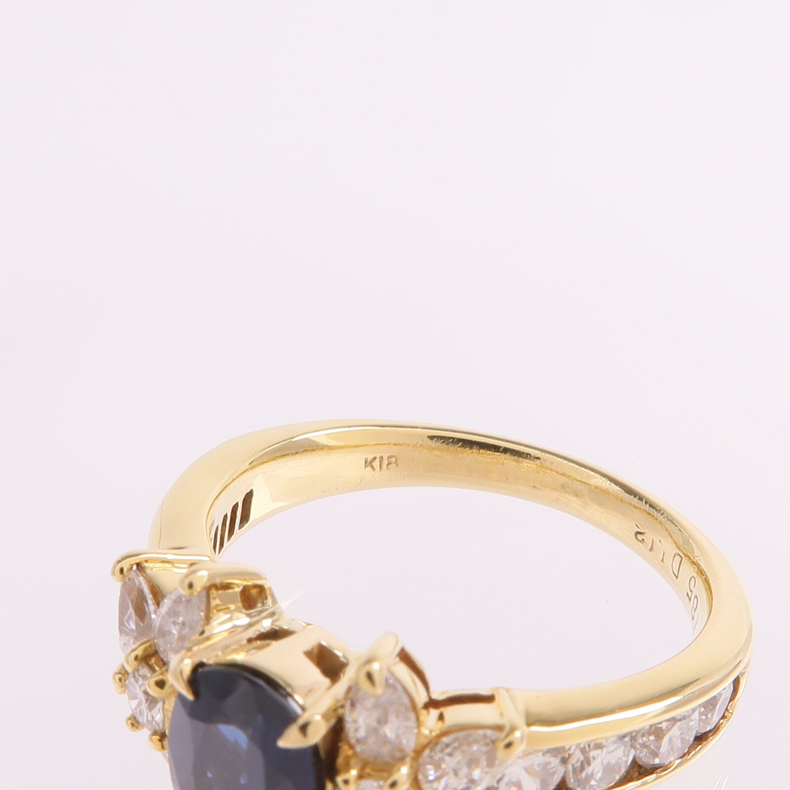 JEWELRY 【激減優惠】18K黃金Sapphire Diamond Ring藍寶石/鑽石戒指US#6.25