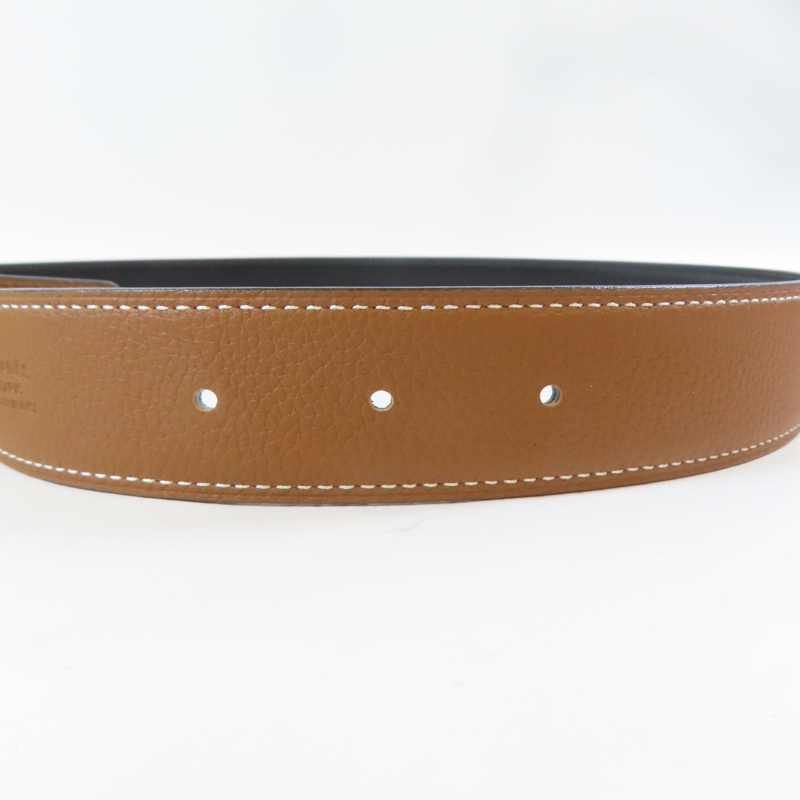 HERMES 皮革Belt金扣皮帶啡色/黑色80cm