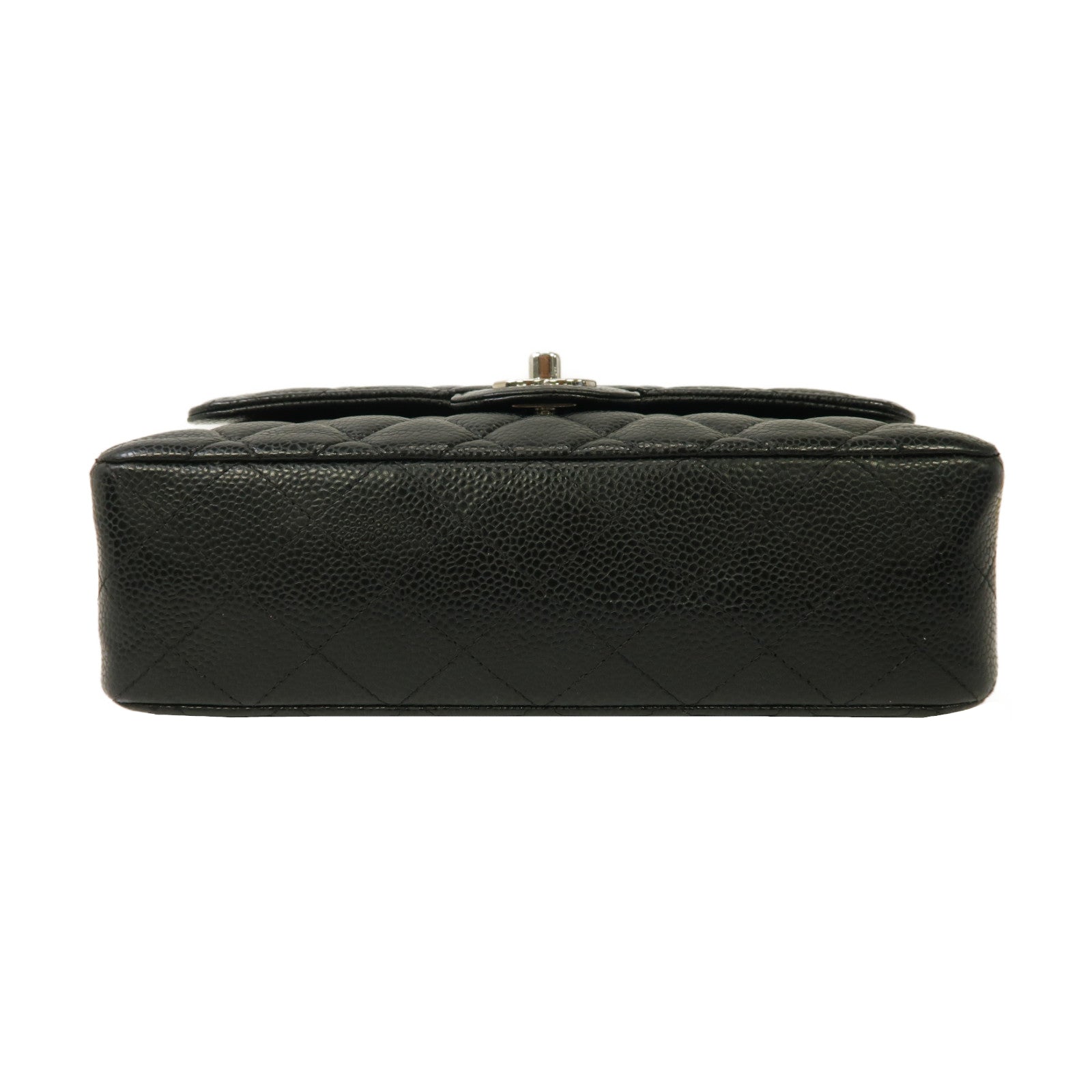 CHANEL 【激減優惠】菱格Caviar皮革Classic Flap 23銀扣鏈帶肩背袋黑色