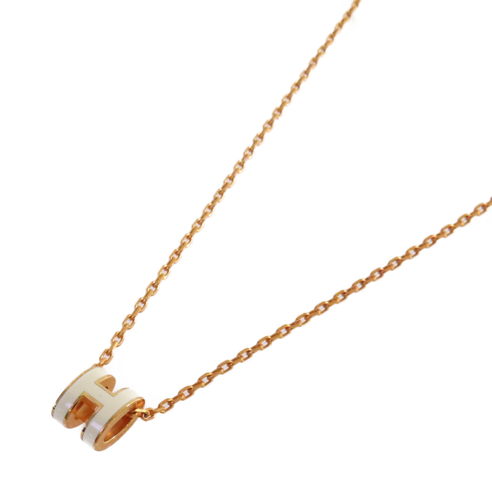 HERMES 金屬/琺瑯Mini Pop H Necklace耳環Nata奶茶色/金色