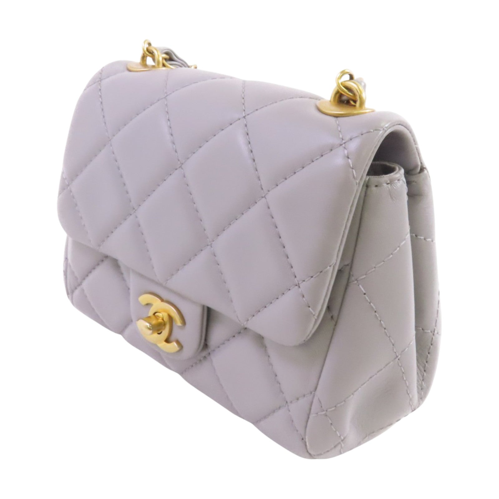 CHANEL 羊皮皮革Chain Shoulder金扣鏈帶肩背袋