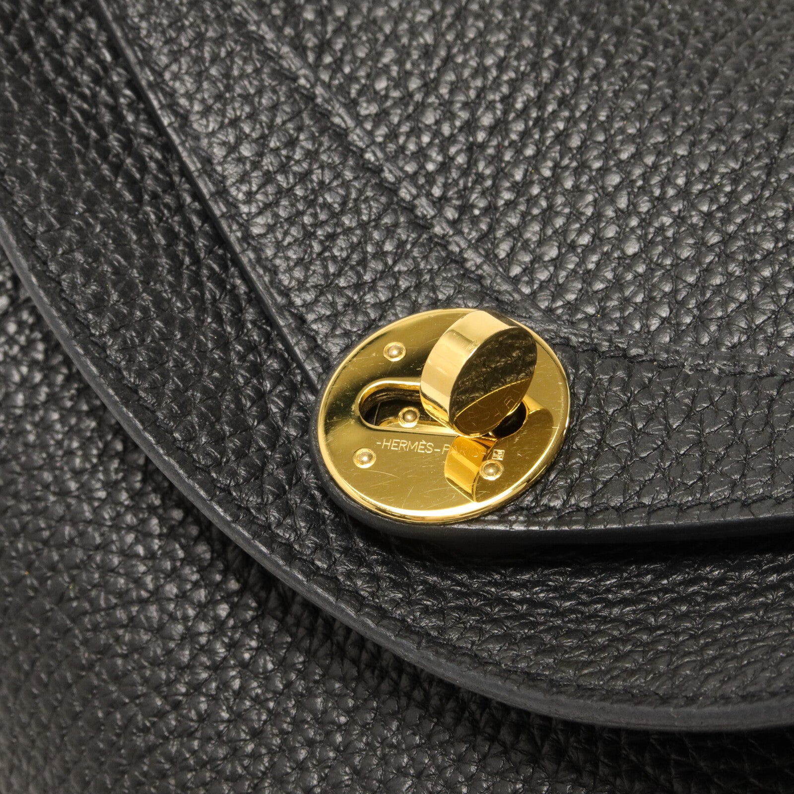 HERMES Clemence皮革Lindy 30手挽肩背兩用袋Noir