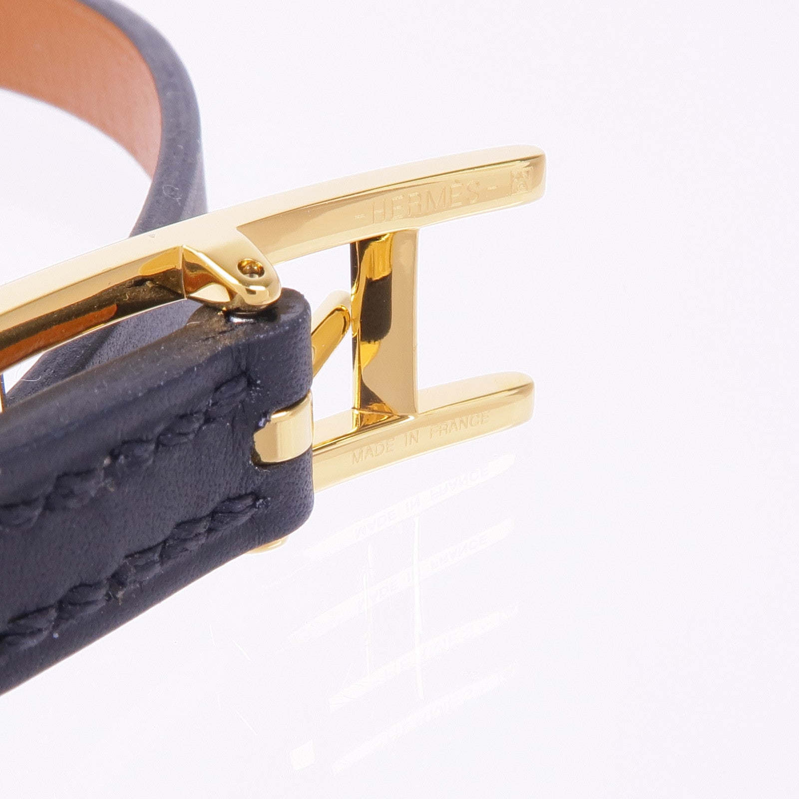 HERMES Swift皮革Behapi Double Tour金扣手帶Noir