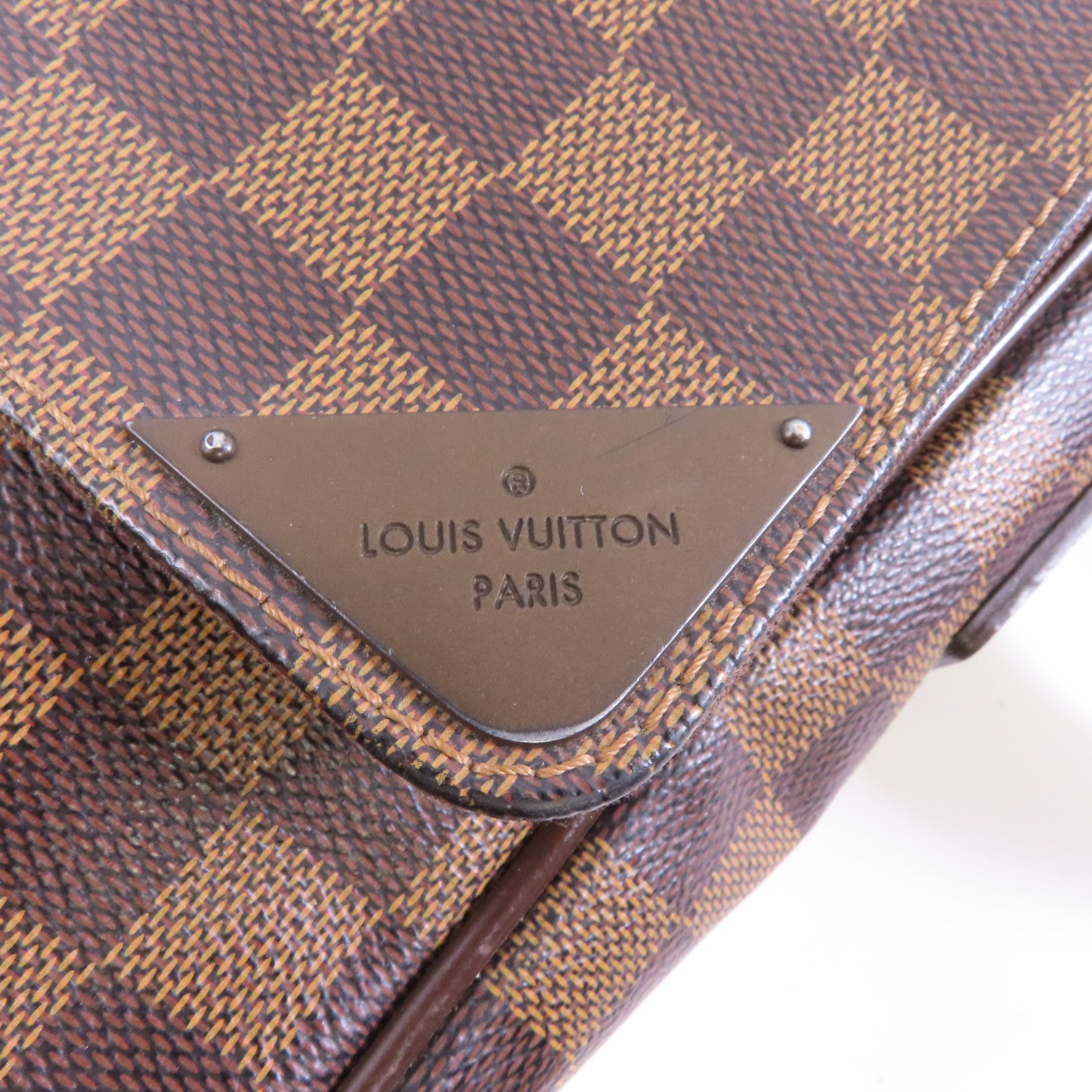 LOUIS VUITTON Damier Shelton GM金扣肩背袋棕色