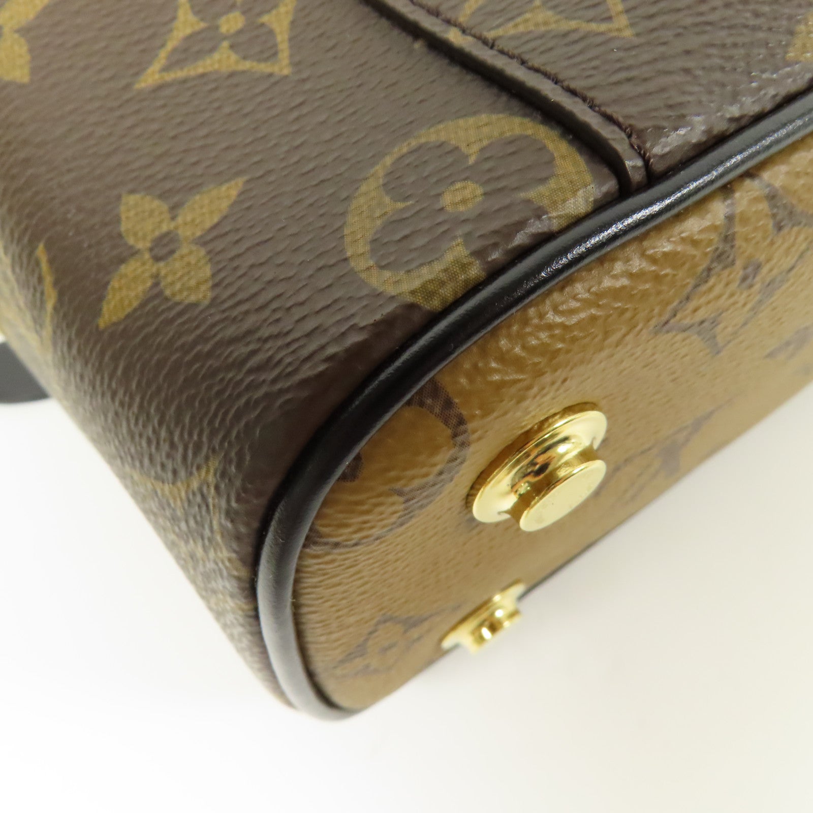LOUIS VUITTON Monogram Reverse Vanity PM金扣手挽肩背兩用袋棕色