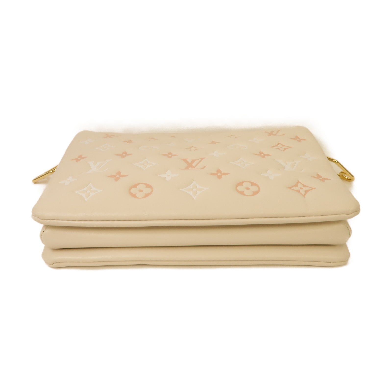 LOUIS VUITTON Monogram Coussin PM金扣手挽肩背兩用袋米色粉紅色
