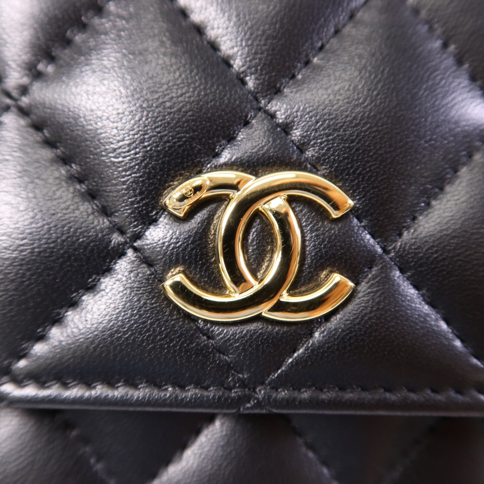 CHANEL 羊皮皮革WOC Wallet On Chain Handle金扣鏈帶手挽肩背兩用袋