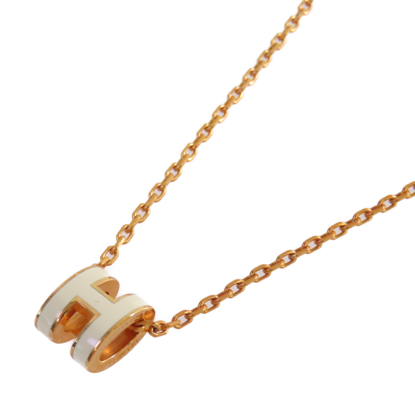 HERMES 金屬/琺瑯Mini Pop H Necklace耳環Nata奶茶色/金色