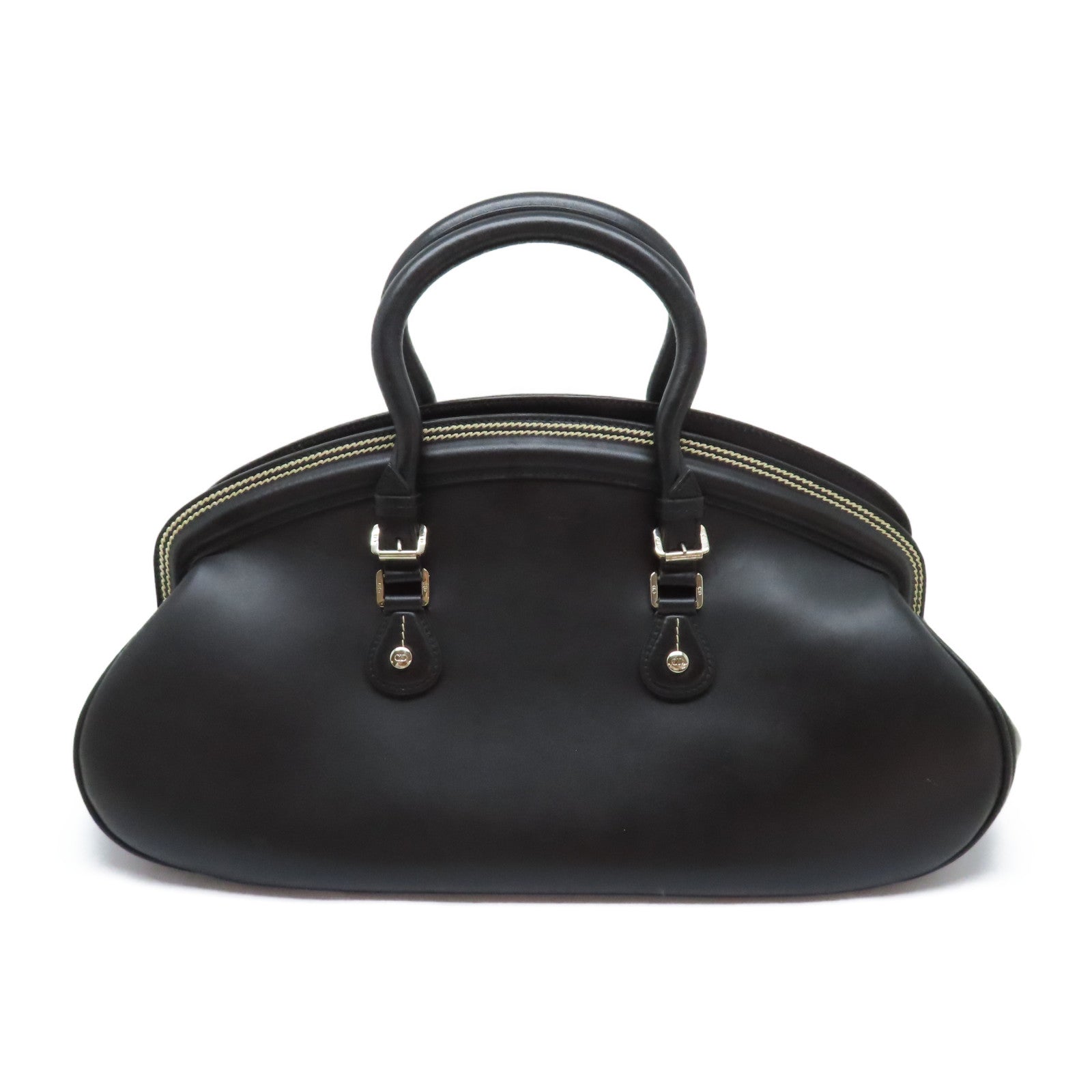 Dior 牛皮皮革Hand Bag銀扣手挽袋黑色