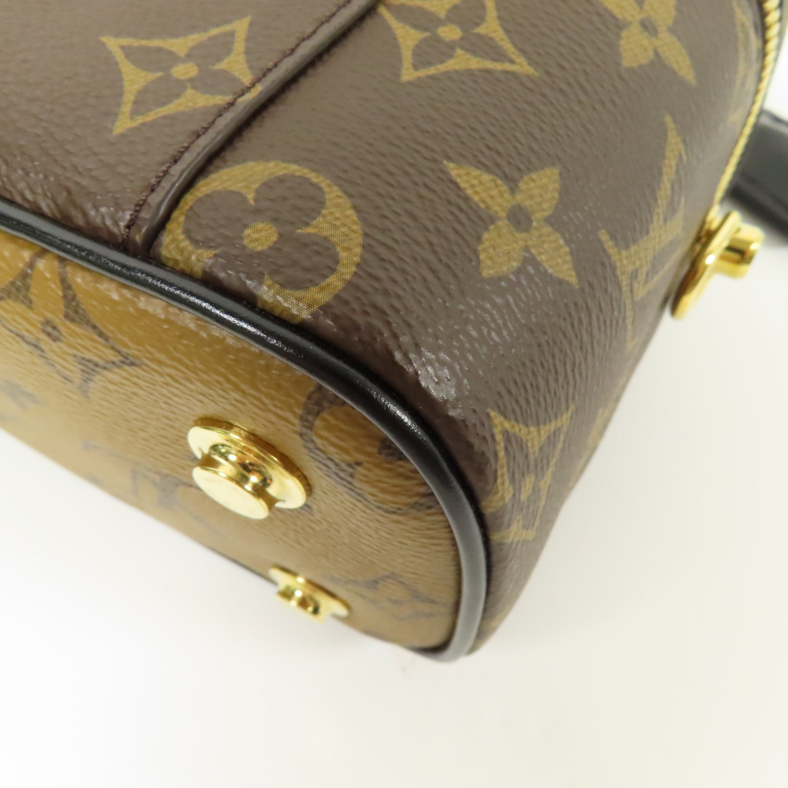 LOUIS VUITTON Monogram Reverse Vanity PM金扣手挽肩背兩用袋棕色