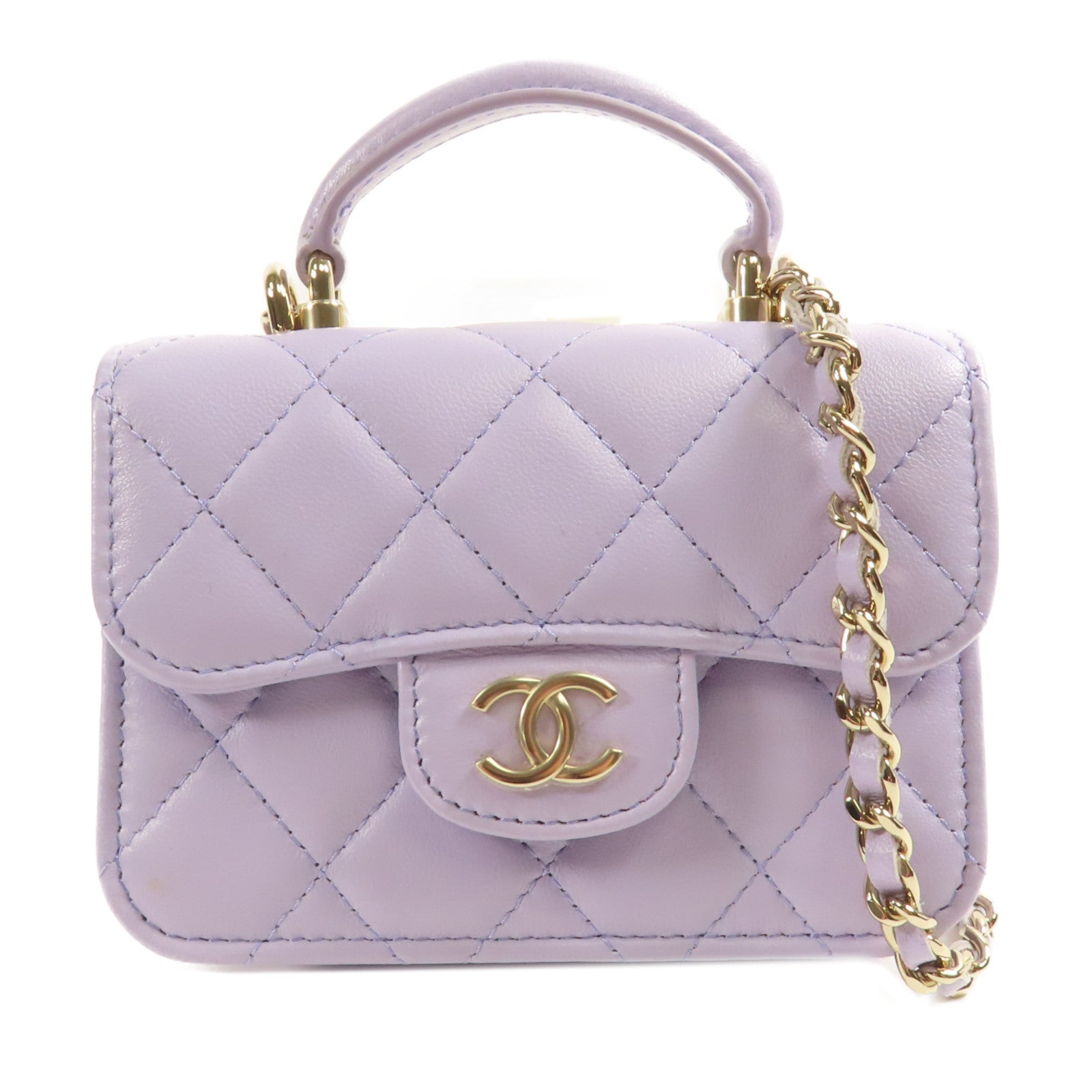CHANEL 羊皮皮革Shoulder Bag金扣鏈帶手挽肩背兩用袋