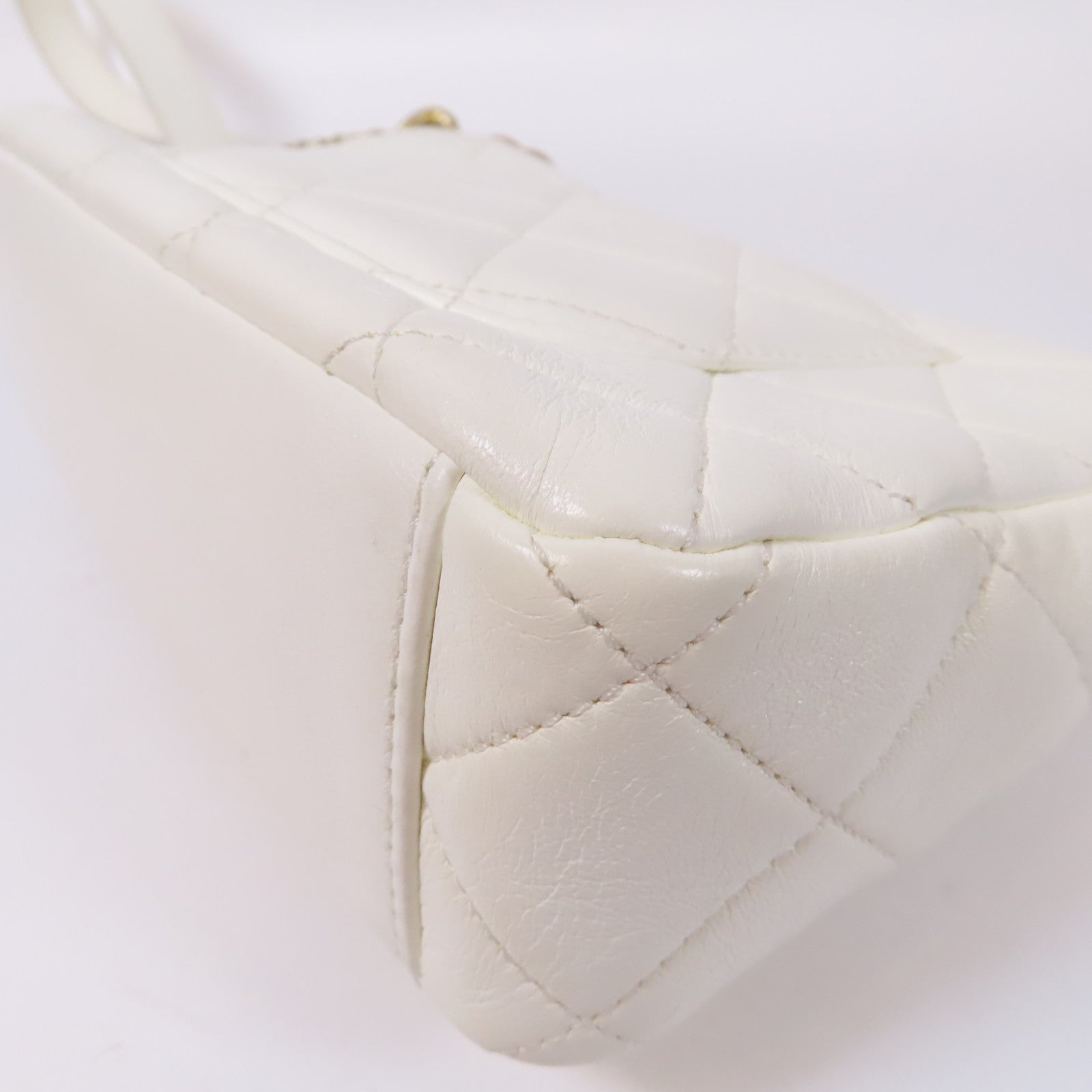 CHANEL 【激減優惠】菱格羊皮皮革Mini Flap Chain Shoulder金扣鏈帶肩背袋白色