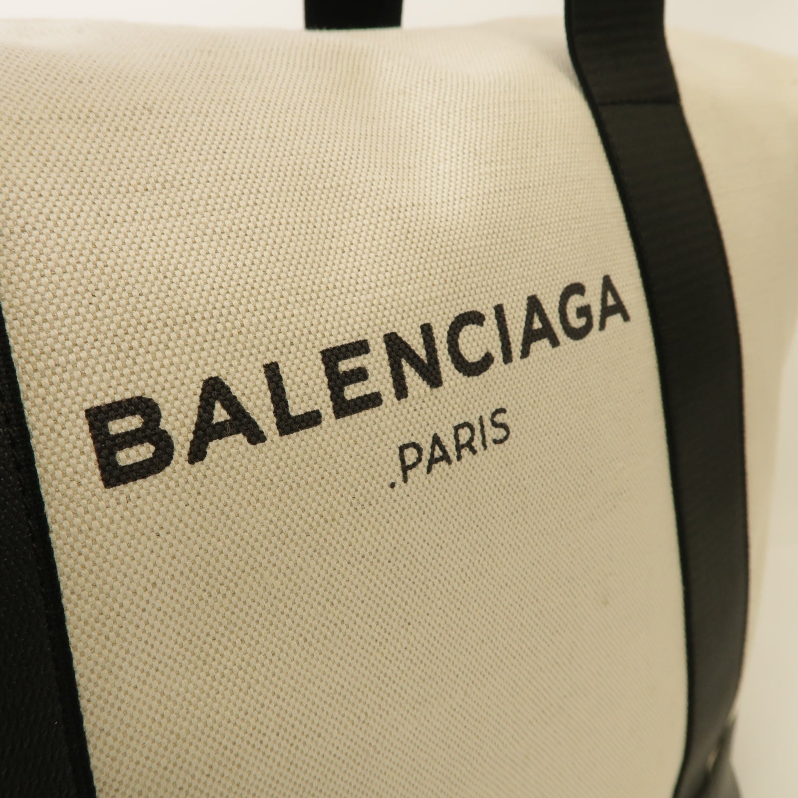 BALENCIAGA 【激減優惠】帆布Large Tote Bag銀扣肩背袋白色/黑色
