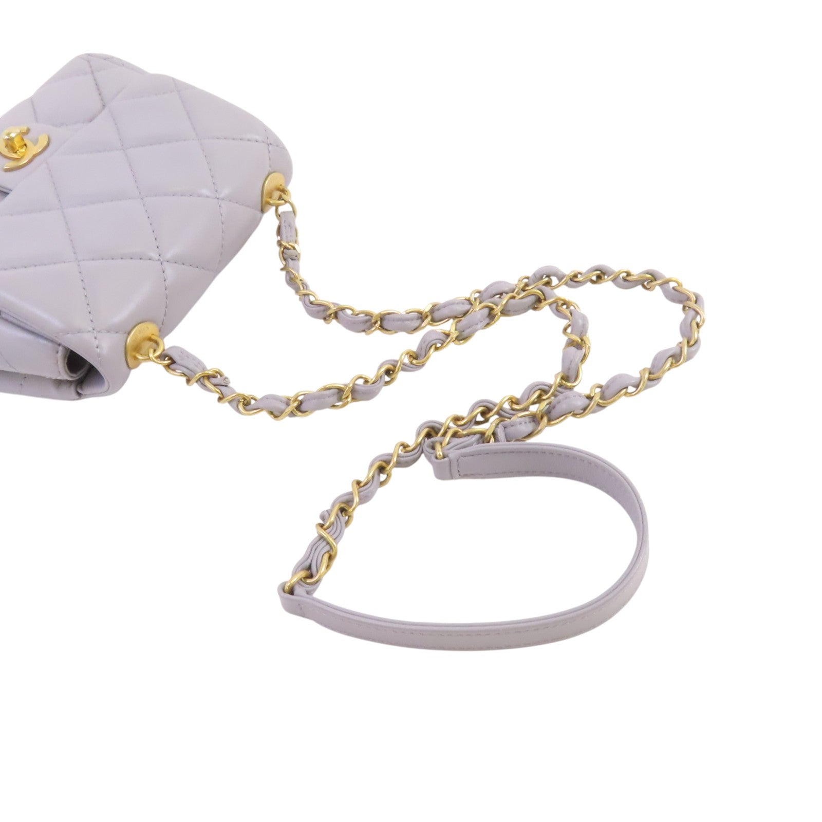 CHANEL 羊皮皮革Chain Shoulder金扣鏈帶肩背袋