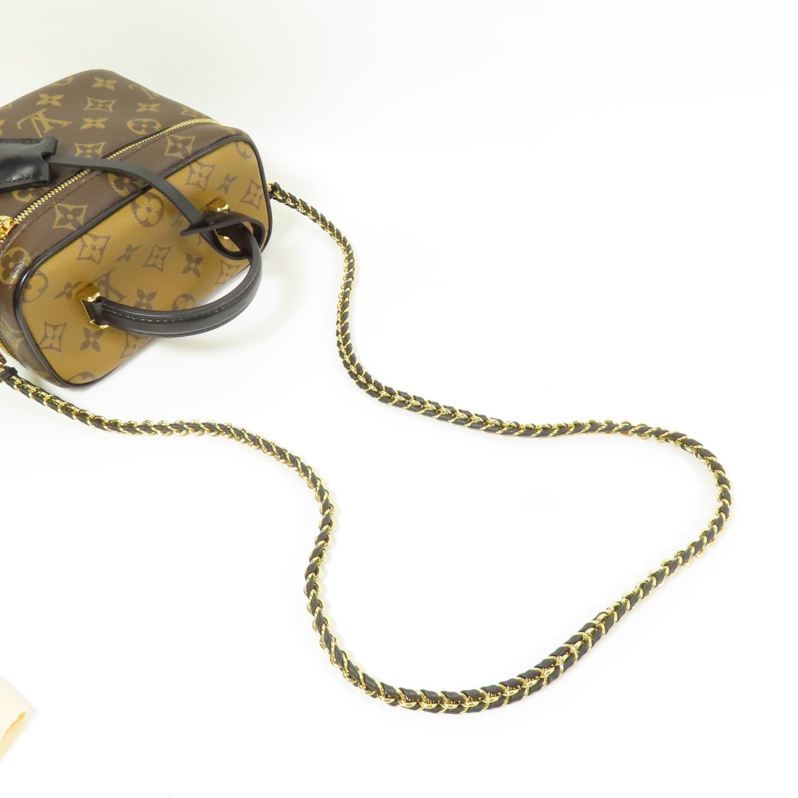LOUIS VUITTON Monogram Reverse Vanity PM金扣手挽肩背兩用袋棕色