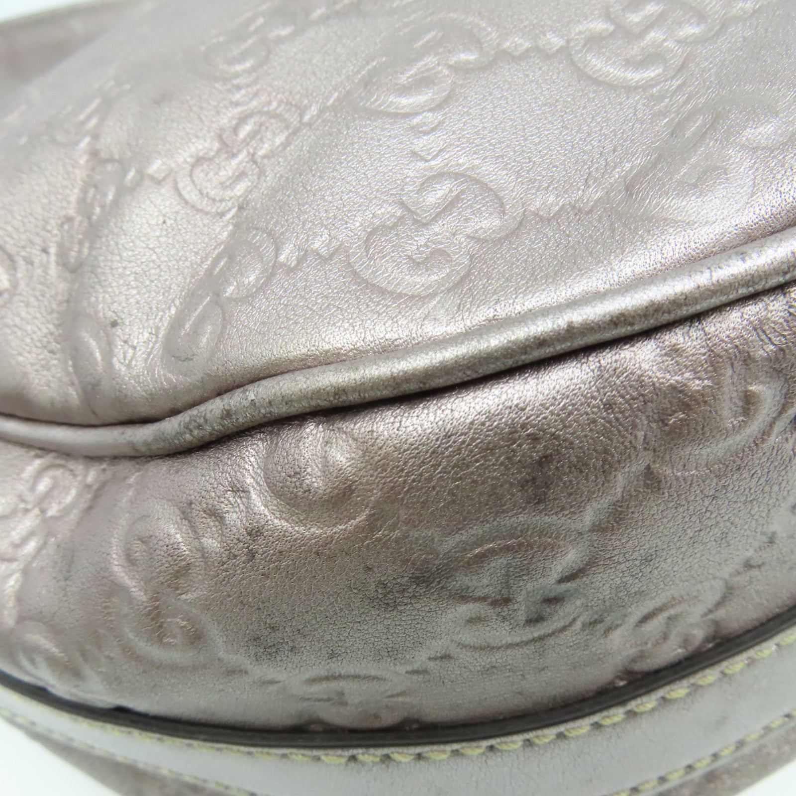 GUCCI 【清倉大減價】牛皮皮革Shoulder Bag肩背袋銀淺紫紅色