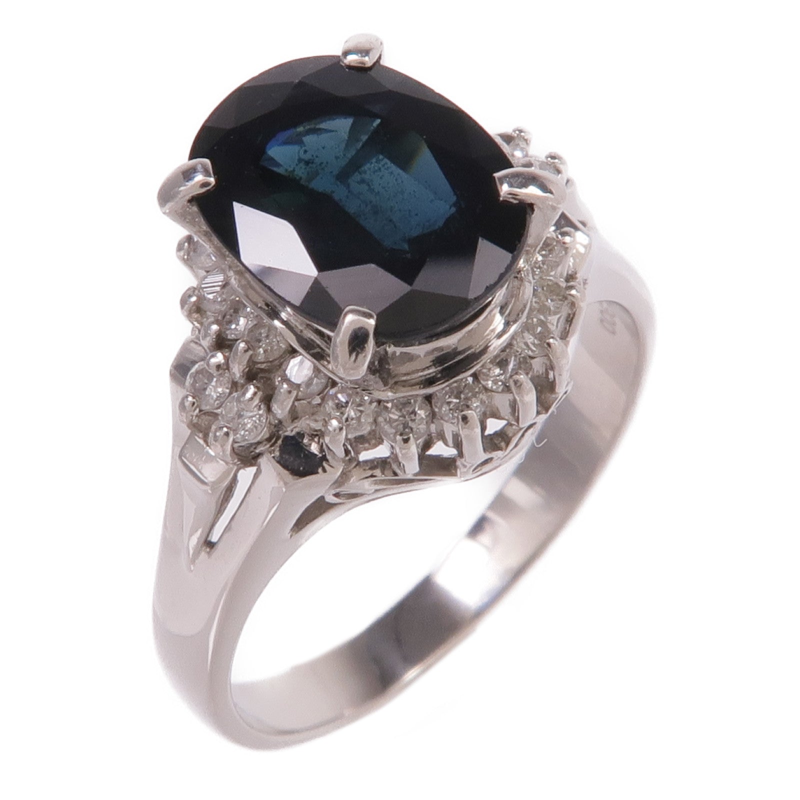JEWELRY PT900鉑金Sapphire Diamond Ring藍寶石/鑽石戒指US#6.25