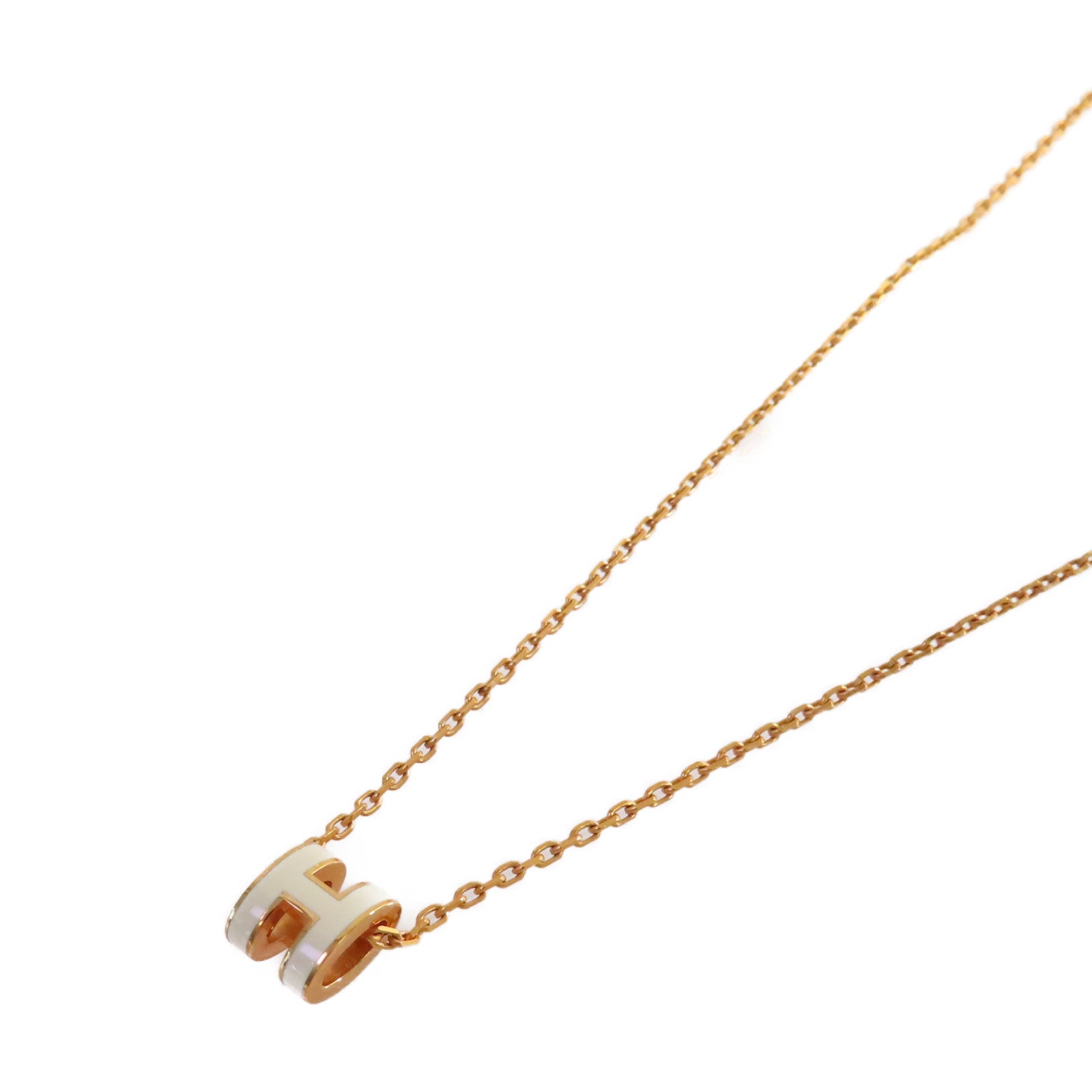 HERMES 金屬/琺瑯Mini Pop H Necklace耳環Nata奶茶色/金色