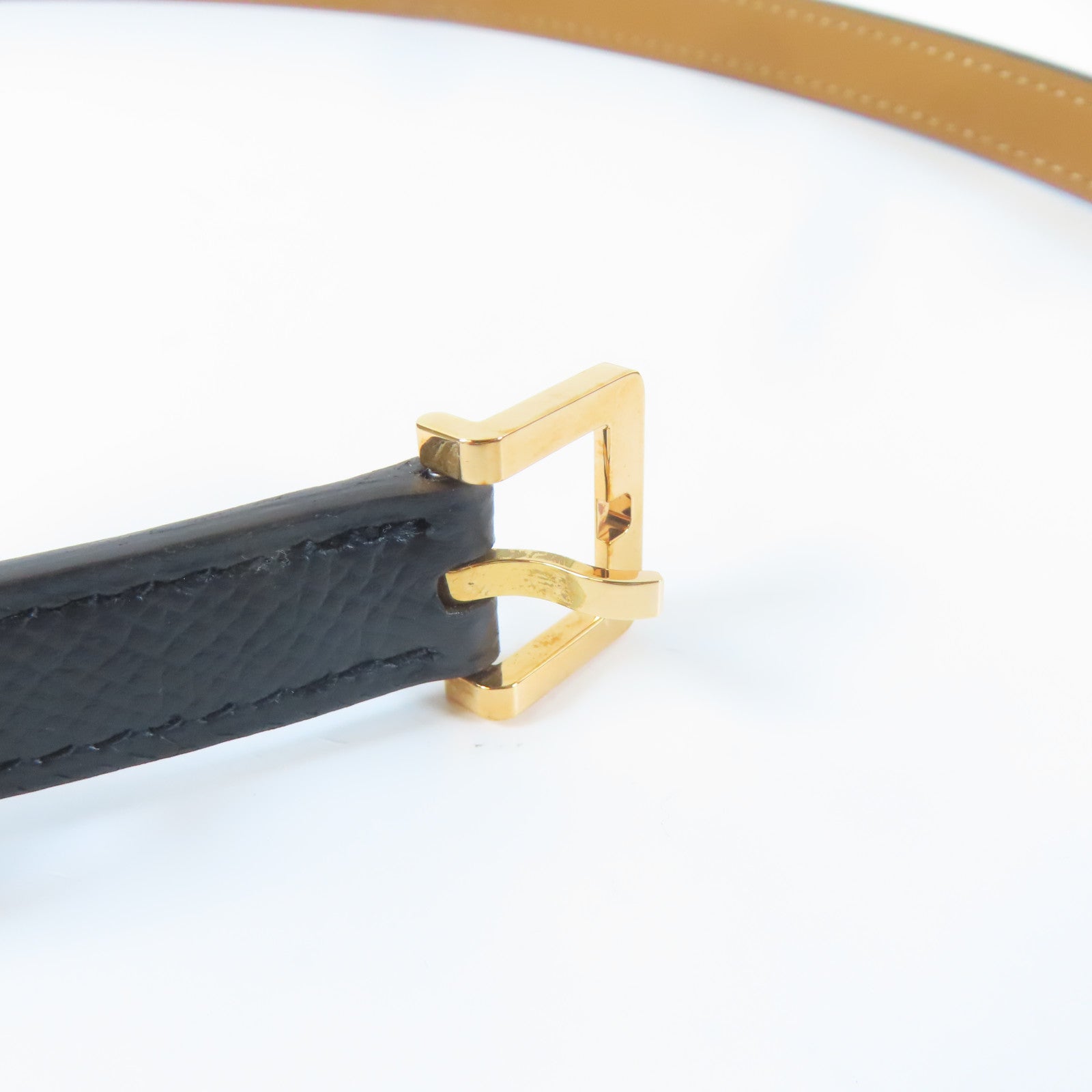 HERMES Veau Epsom皮革Pop H Belt金扣皮帶黑色