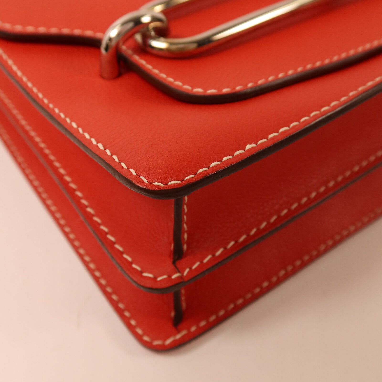 HERMES Evercolor皮革Roulis 23銀扣肩背袋Sanguine