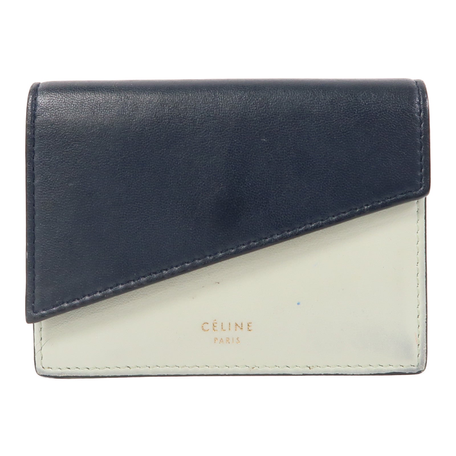 CELINE 牛皮皮革Card Case金扣卡片套藍色