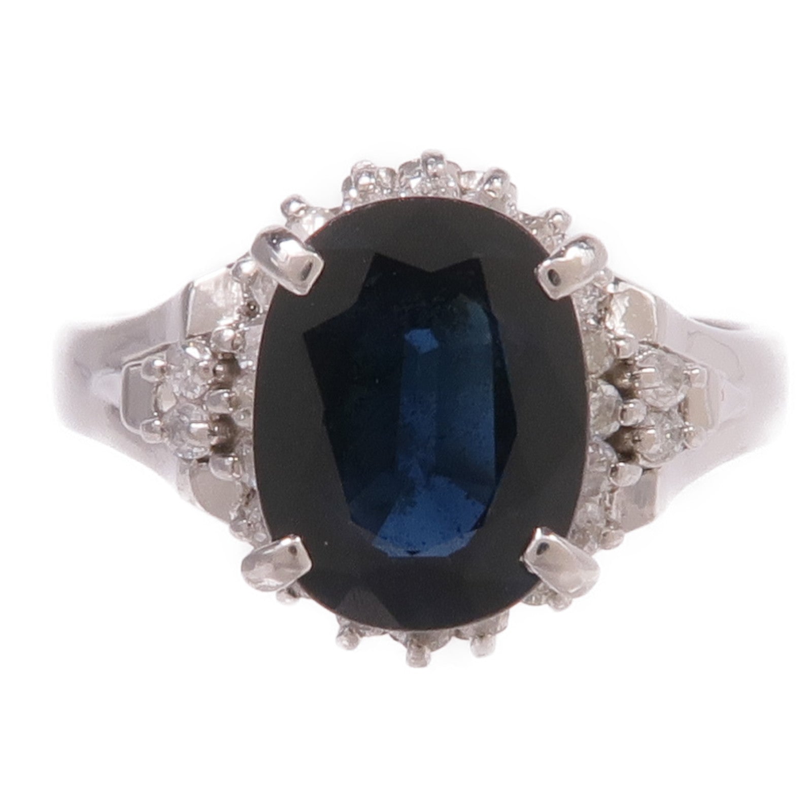 JEWELRY PT900鉑金Sapphire Diamond Ring藍寶石/鑽石戒指US#6.25