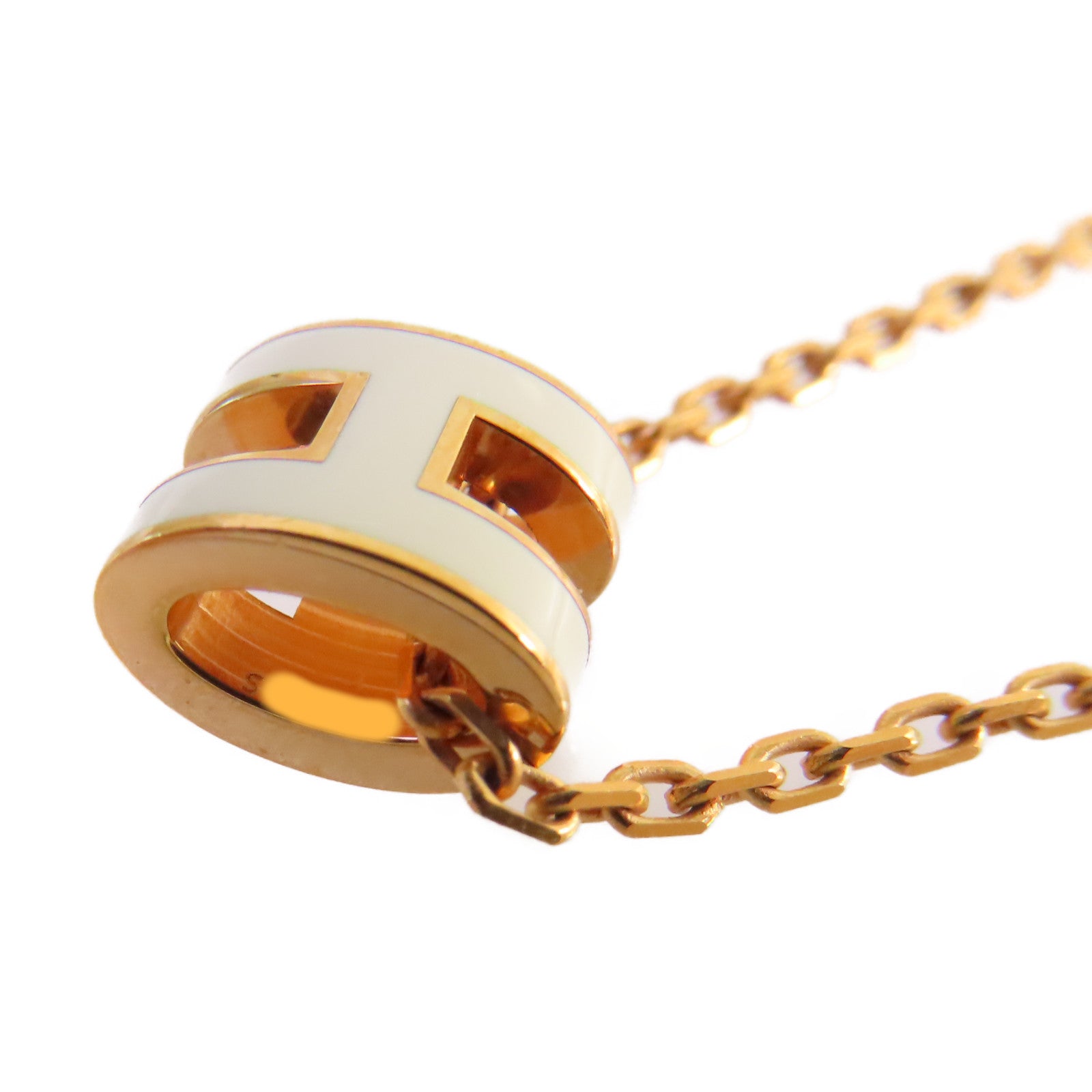 HERMES 金屬/琺瑯Mini Pop H Necklace耳環Nata奶茶色/金色