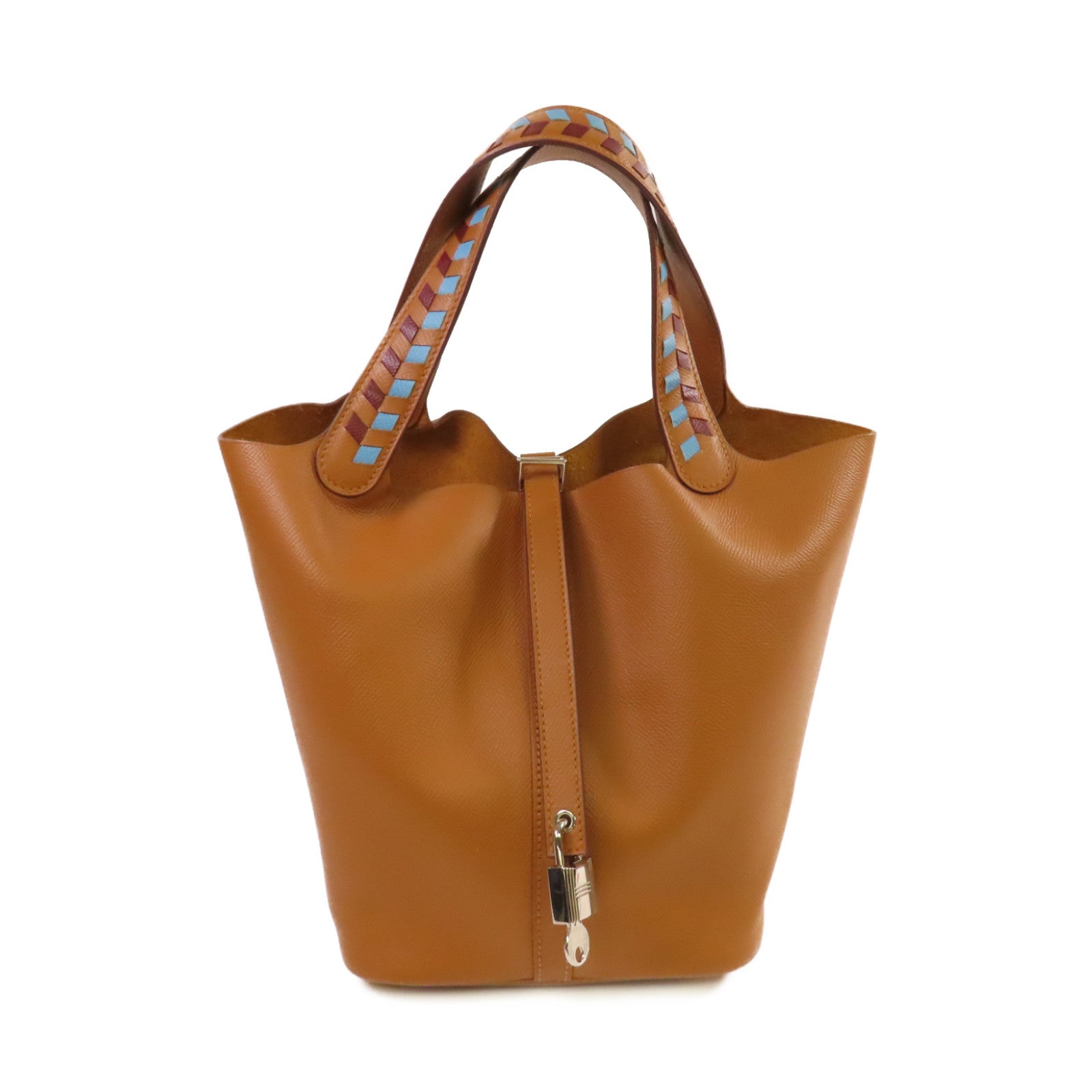 HERMES 【激減優惠】Epsom皮革Picotin MM Tote Bag銀扣手挽袋Gold金棕色