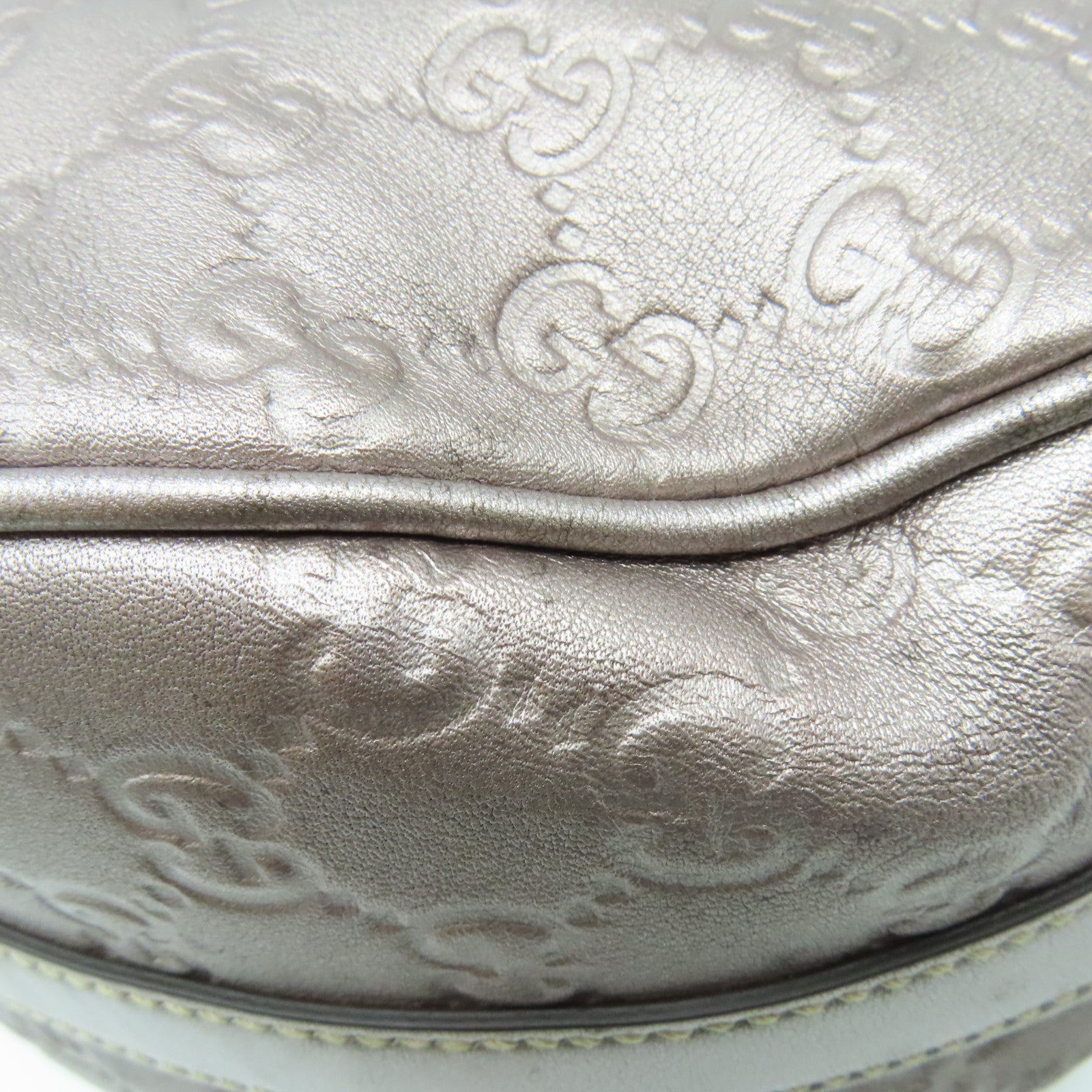 GUCCI 【清倉大減價】牛皮皮革Shoulder Bag肩背袋銀淺紫紅色