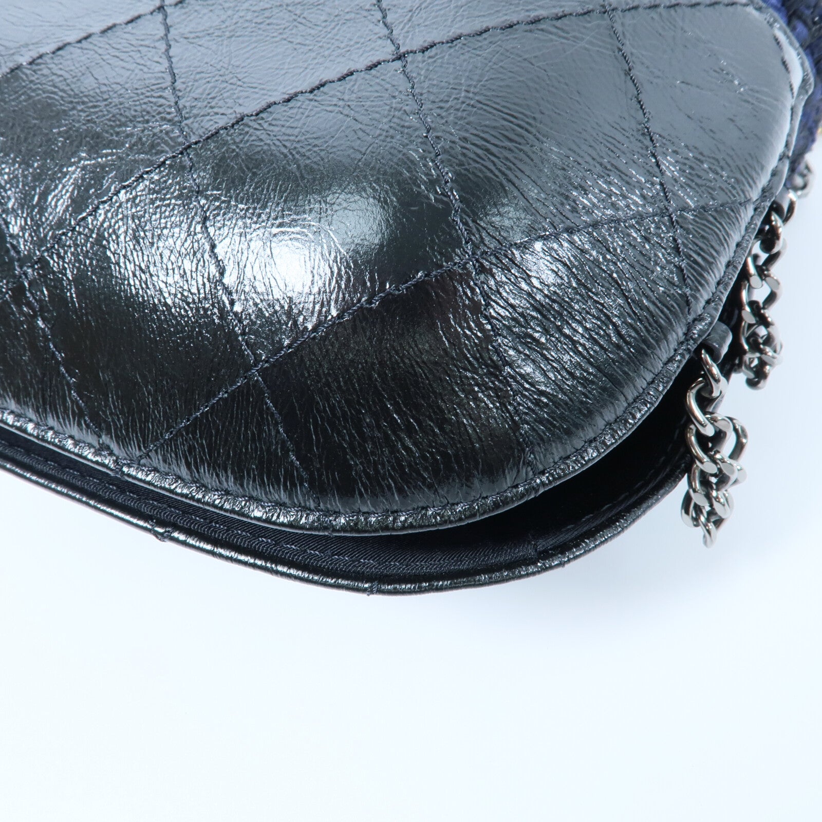 CHANEL 牛皮皮革/Tweed Small Gabrielle Bucket鏈帶肩背袋