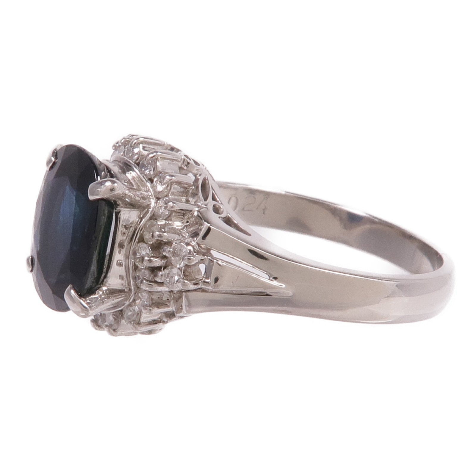 JEWELRY PT900鉑金Sapphire Diamond Ring藍寶石/鑽石戒指US#6.25