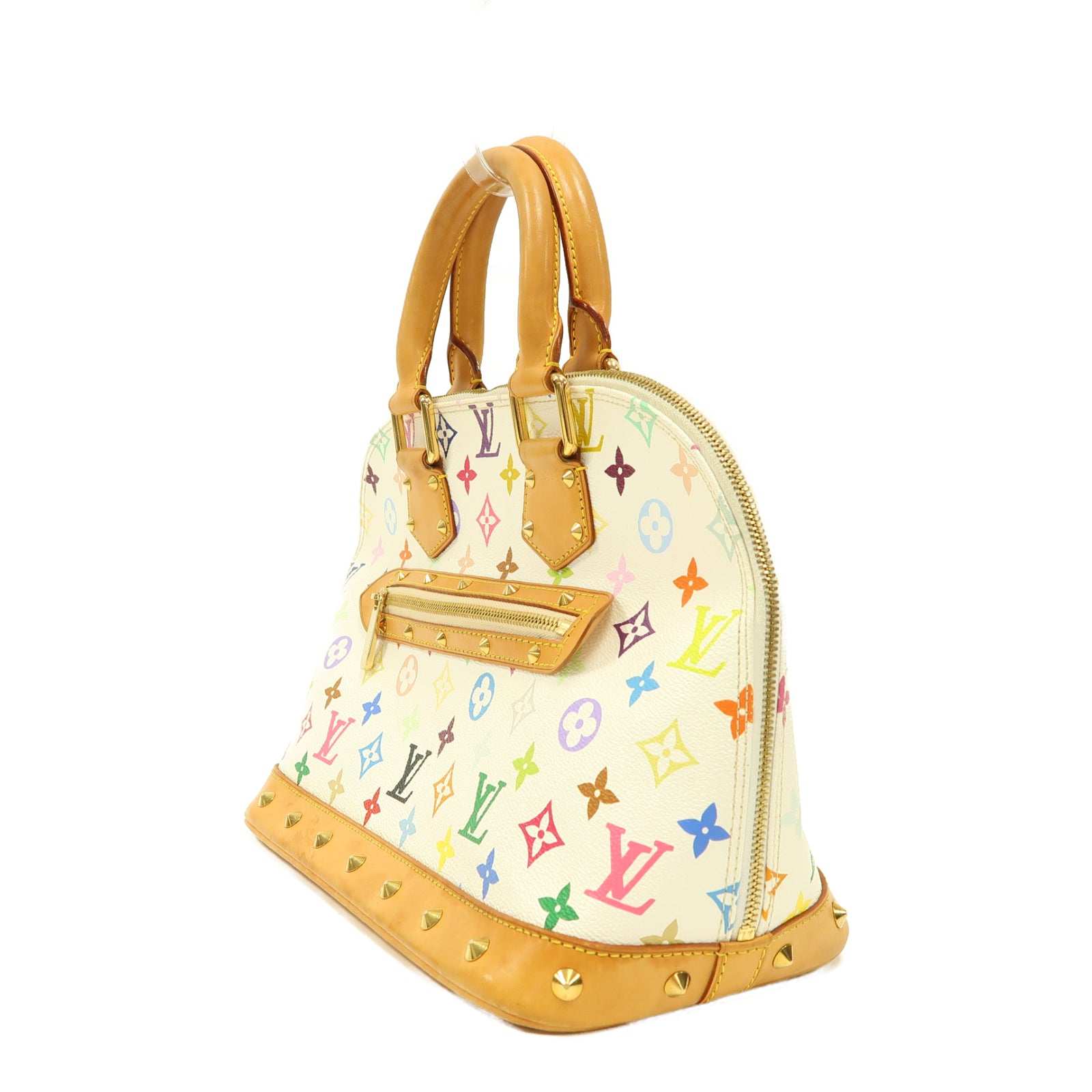 LOUIS VUITTON Monogram Multicolore Alma金扣手挽袋白色/彩色