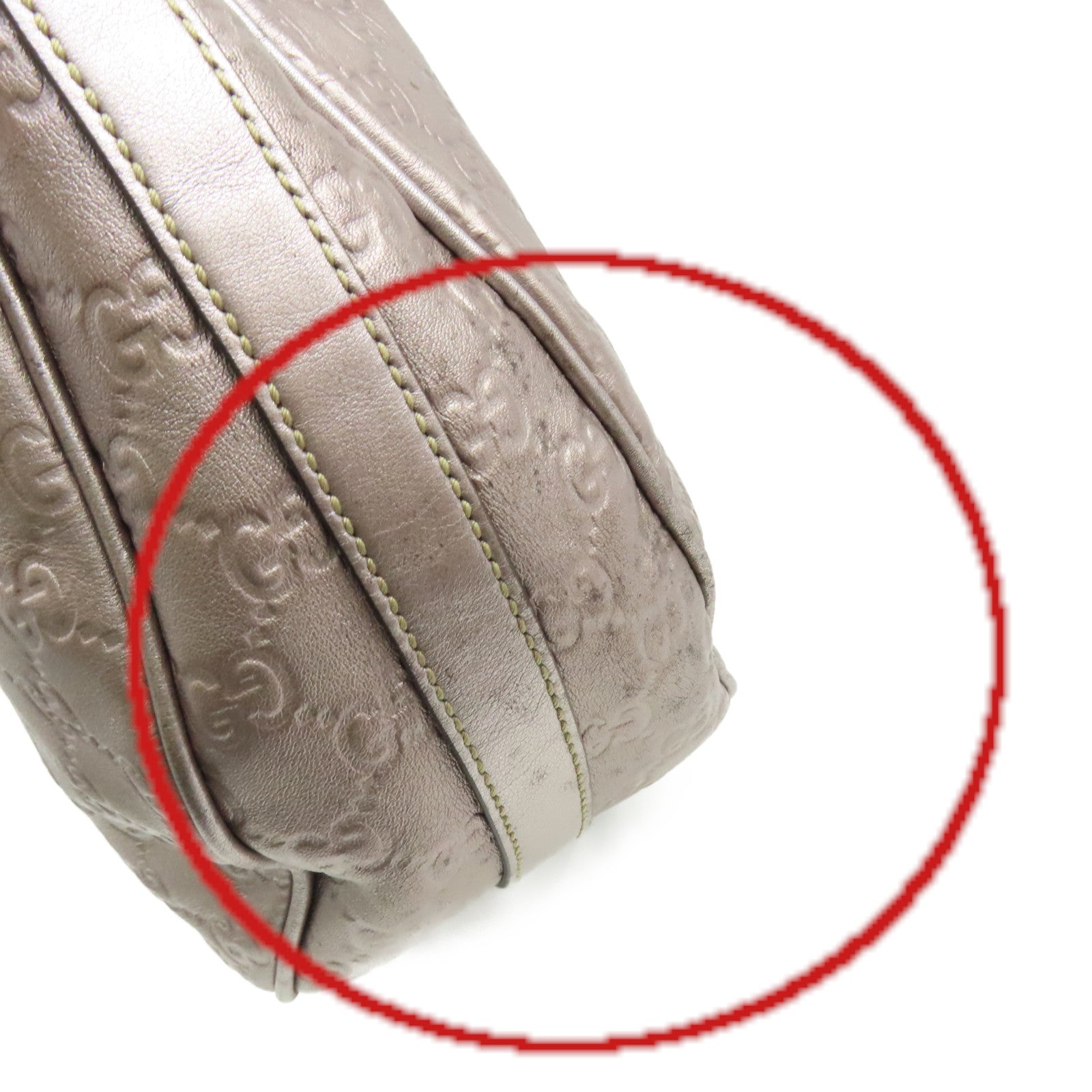 GUCCI 【清倉大減價】牛皮皮革Shoulder Bag肩背袋銀淺紫紅色
