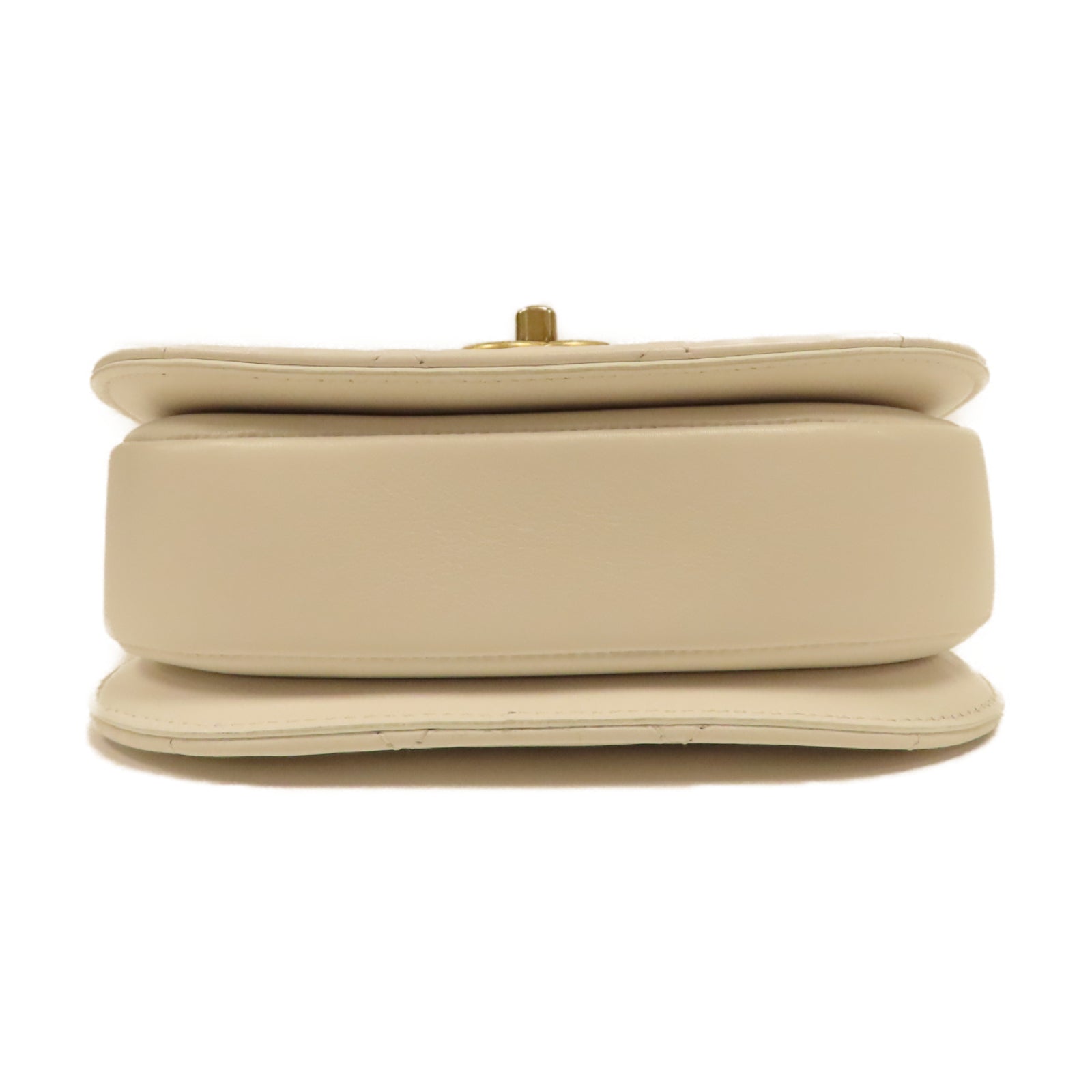 CHANEL 菱格牛皮皮革Shoulder Bag金扣鏈帶肩背袋白色