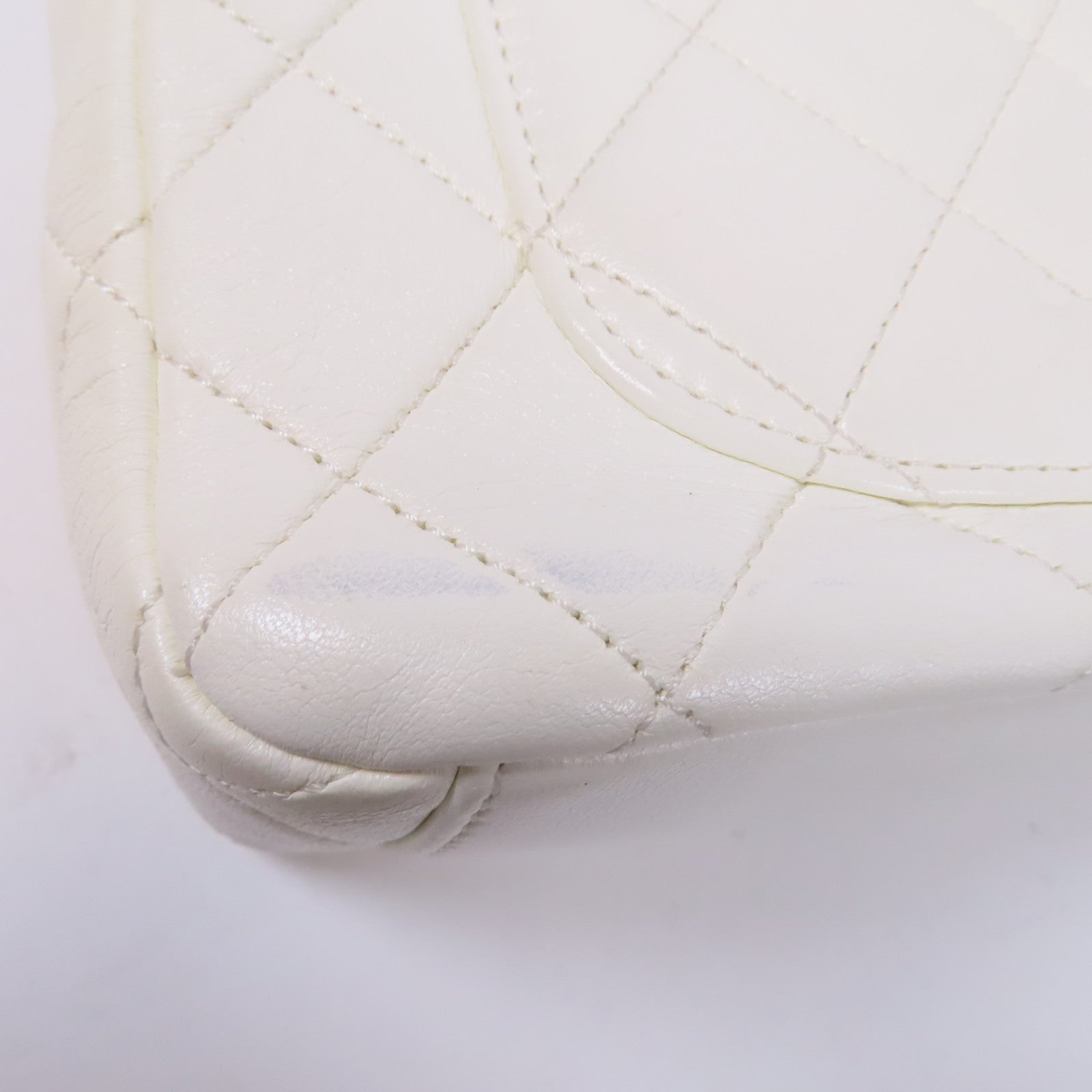 CHANEL 【激減優惠】菱格羊皮皮革Mini Flap Chain Shoulder金扣鏈帶肩背袋白色