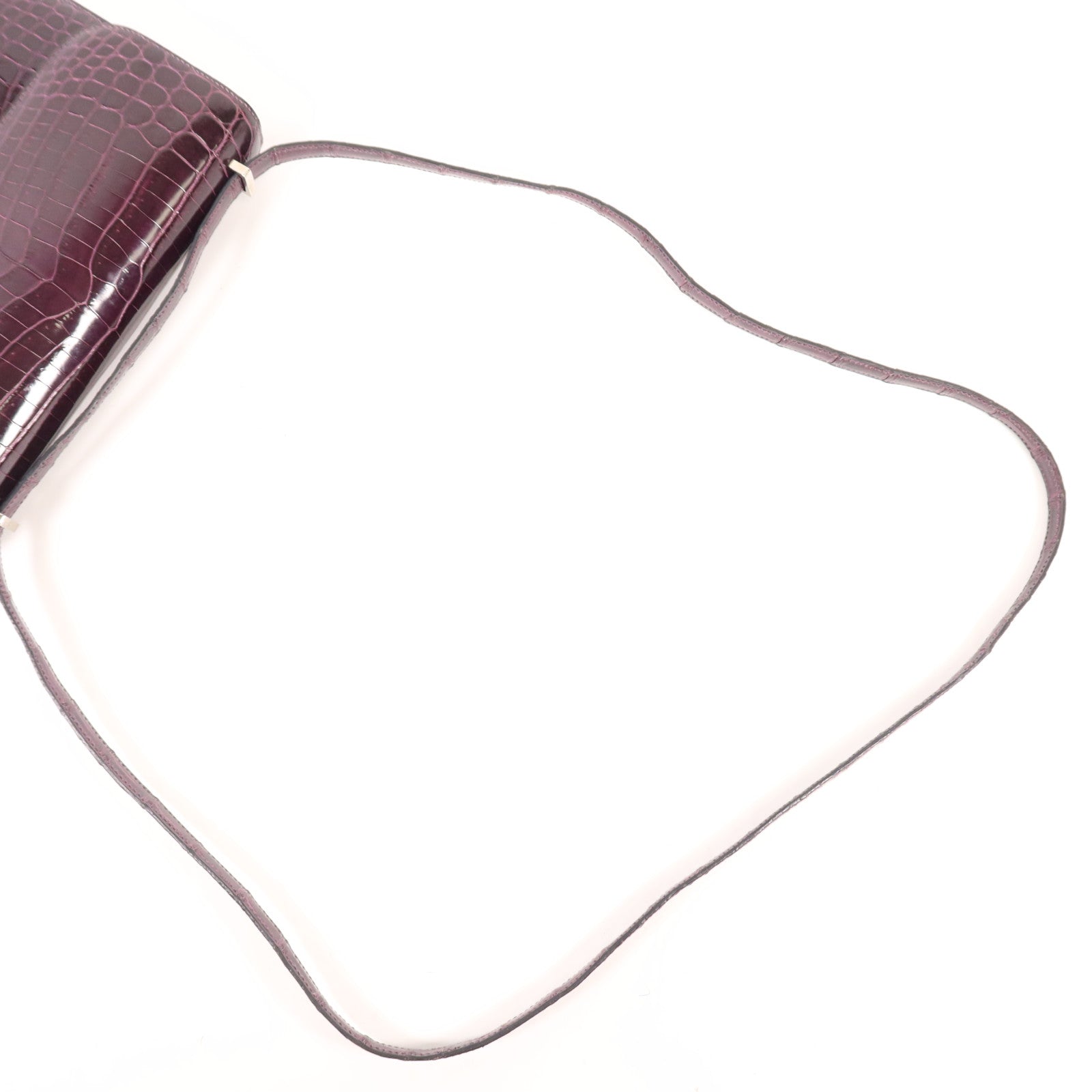 HERMES 鱷魚皮革Constance Elan銀扣肩背袋Amethyst