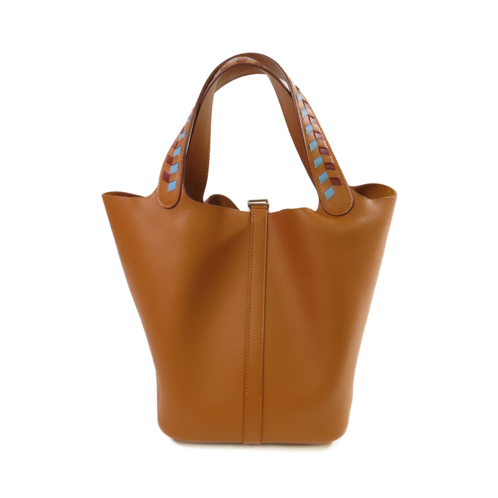 HERMES 【激減優惠】Epsom皮革Picotin MM Tote Bag銀扣手挽袋Gold金棕色