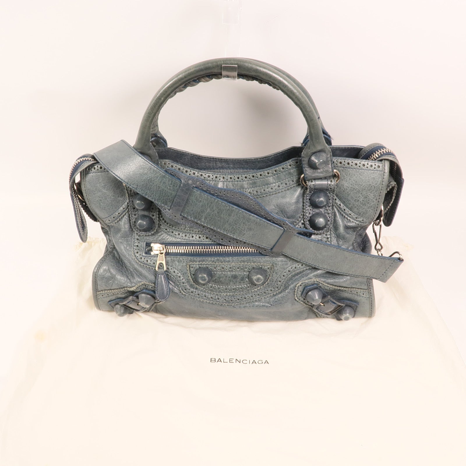 BALENCIAGA 牛皮皮革Giant City銀扣手挽肩背兩用袋