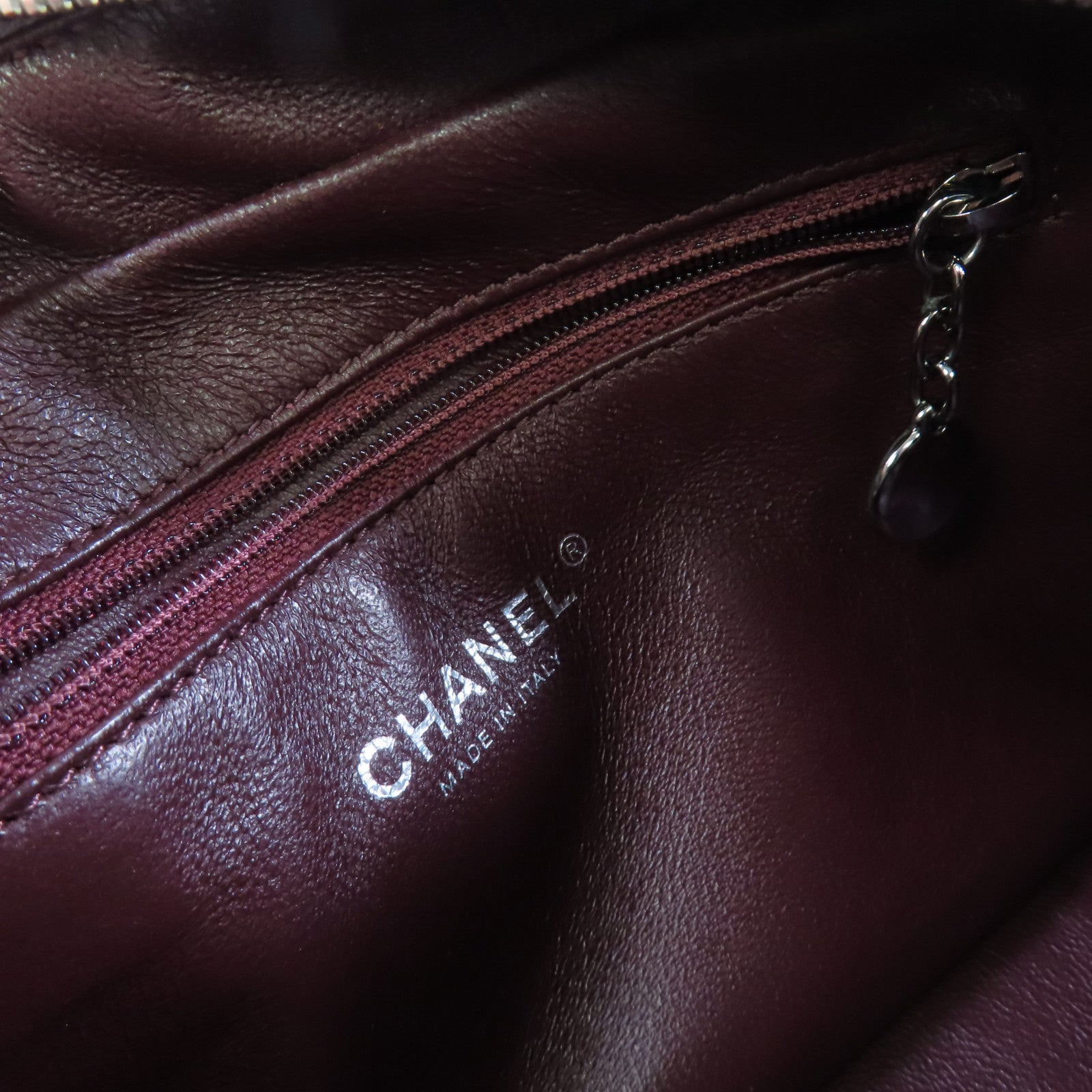 CHANEL 【激減優惠】菱格牛皮皮革Chain Shoulder Bag銀扣鏈帶肩背袋銀灰色