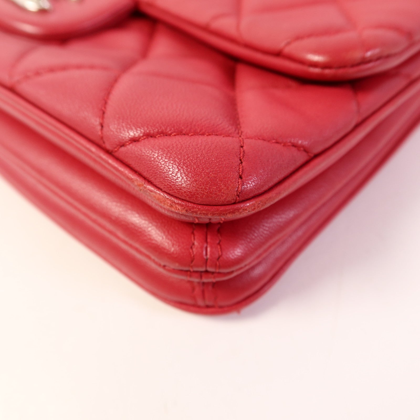 CHANEL 羊皮皮革Chain Shoulder Bag銀扣鏈帶肩背袋