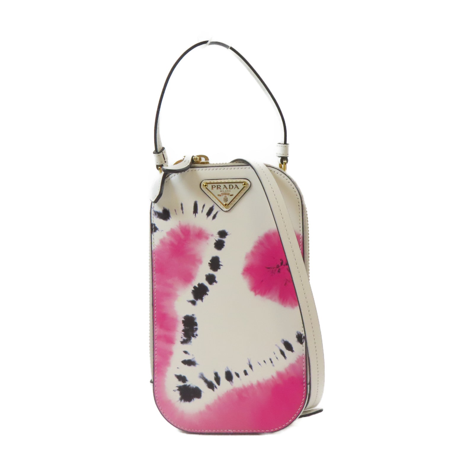 PRADA 皮革Mini Cargo Crossbody Bag金扣手挽肩背兩用袋白色